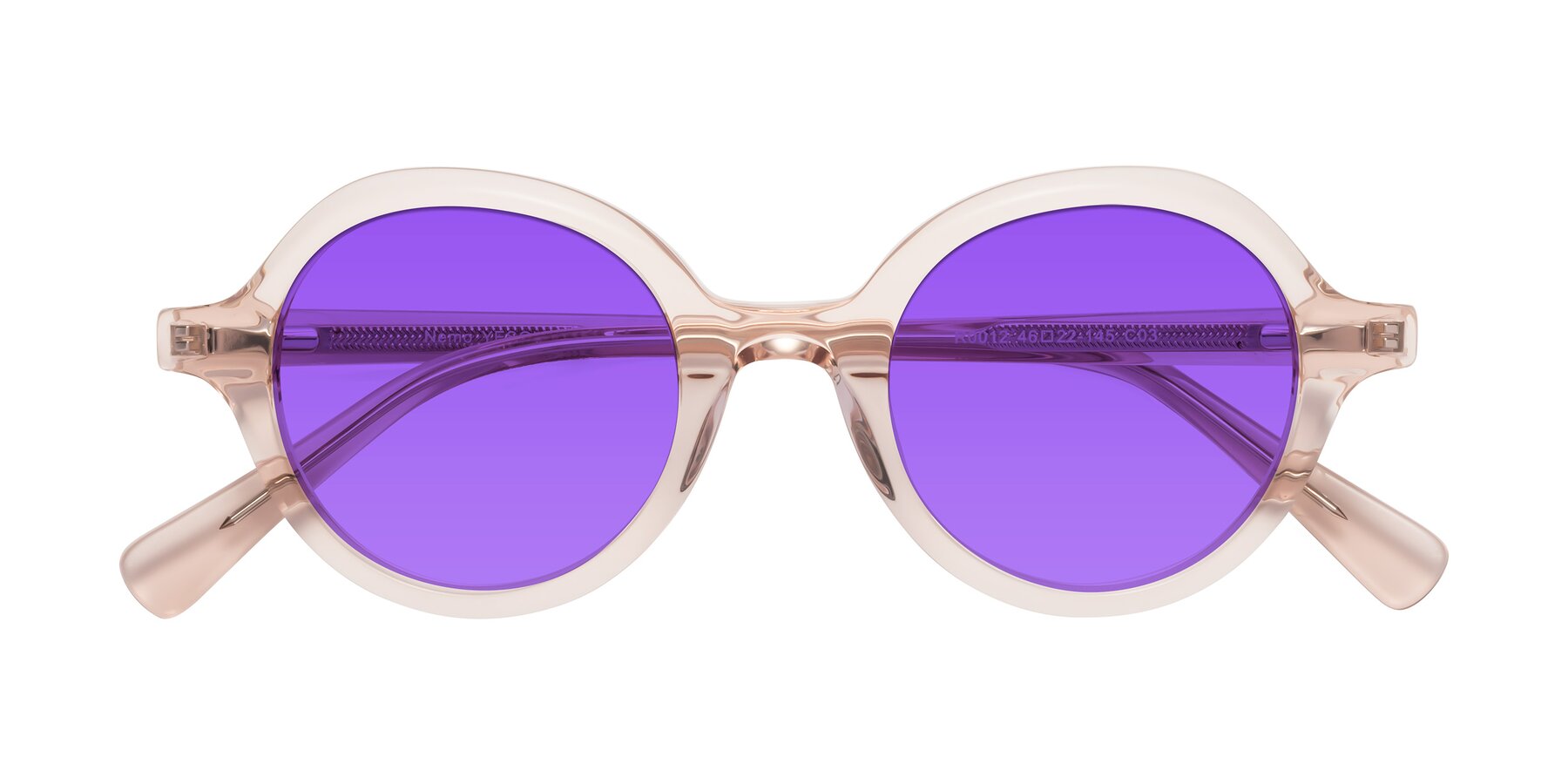 Folded Front of Nemo in Light Pink with Purple Tinted Lenses