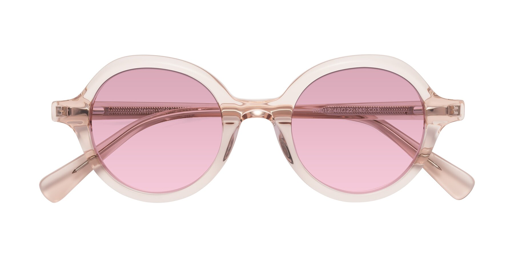 Folded Front of Nemo in Light Pink with Light Wine Tinted Lenses