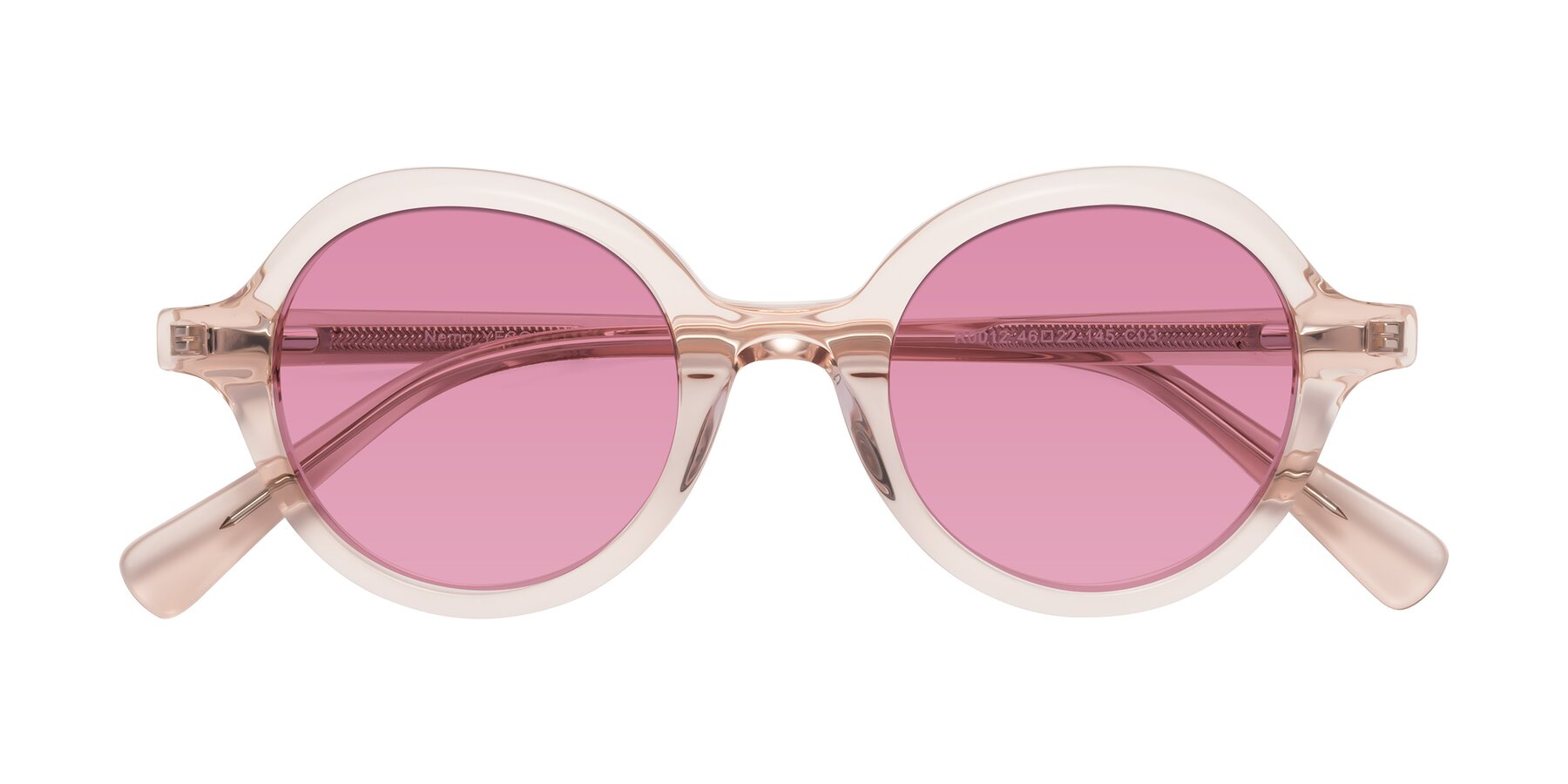 Folded Front of Nemo in Light Pink with Medium Wine Tinted Lenses