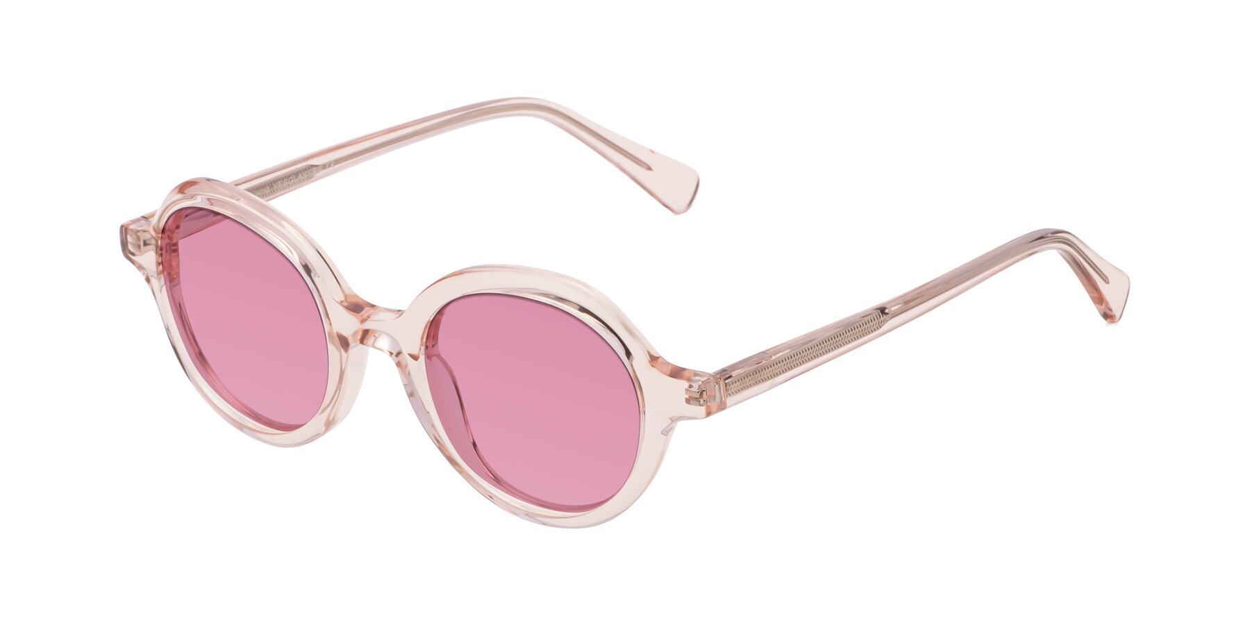 Angle of Nemo in Light Pink with Medium Wine Tinted Lenses