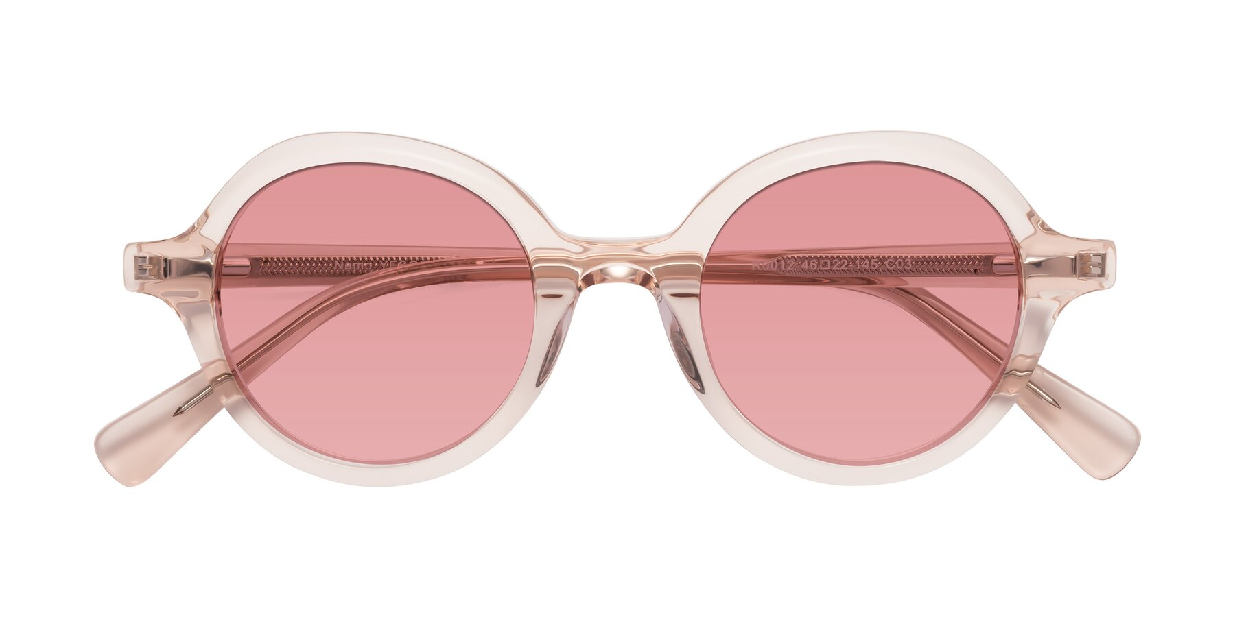 Folded Front of Nemo in Light Pink with Medium Garnet Tinted Lenses