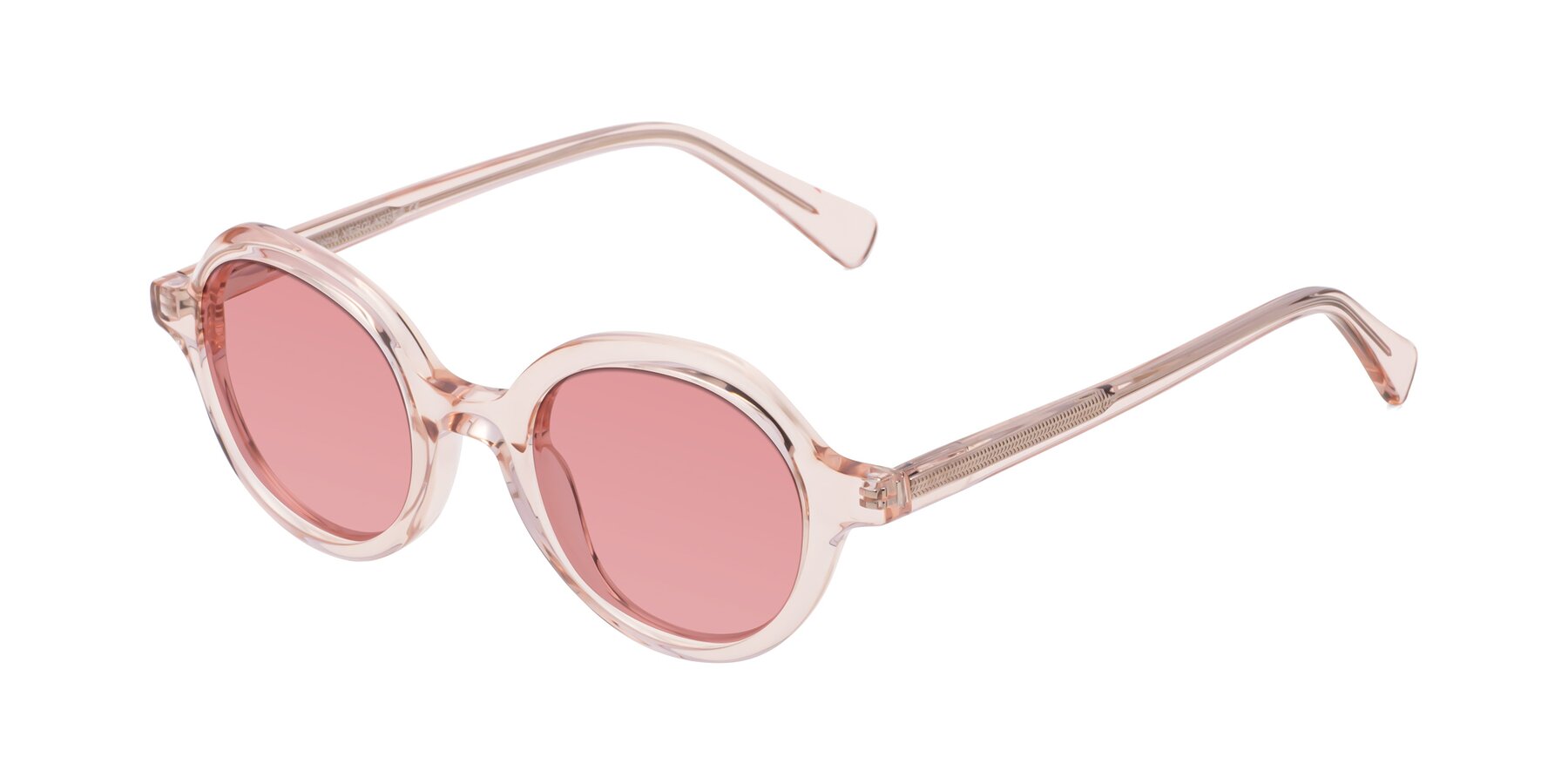 Angle of Nemo in Light Pink with Medium Garnet Tinted Lenses