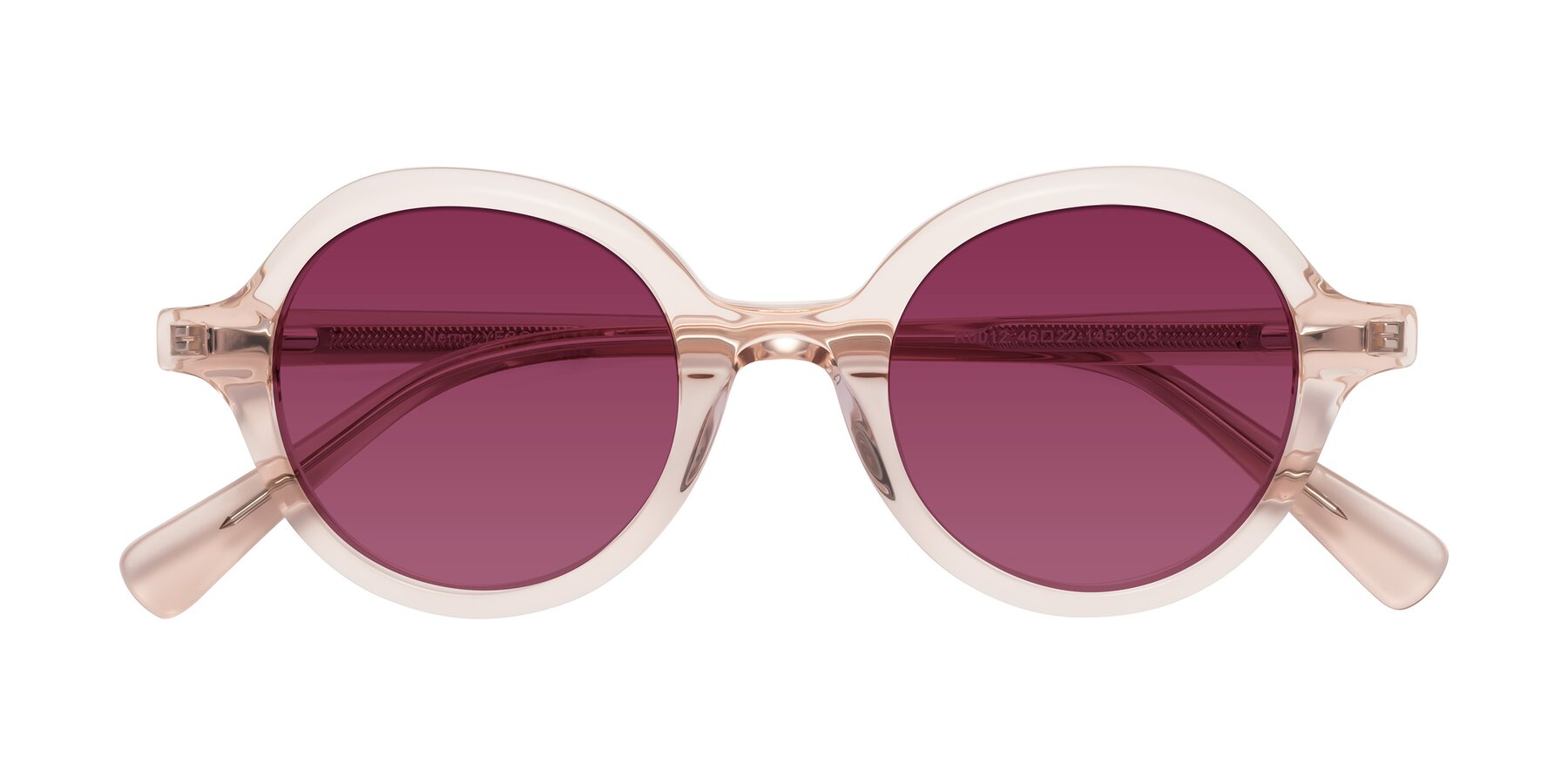 Folded Front of Nemo in Light Pink with Wine Tinted Lenses