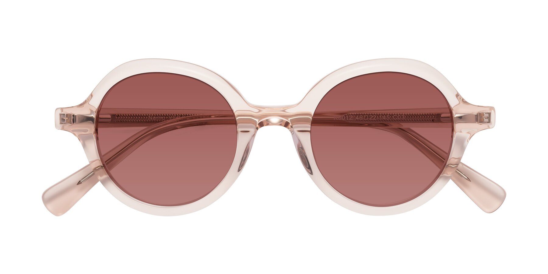 Folded Front of Nemo in Light Pink with Garnet Tinted Lenses