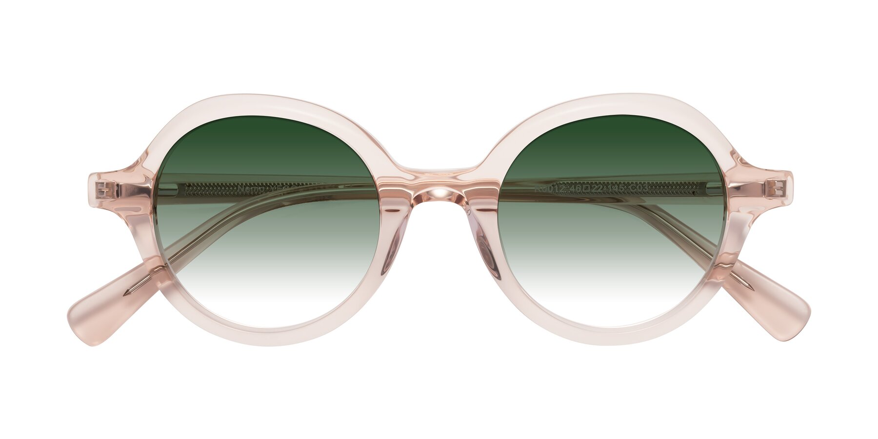 Folded Front of Nemo in Light Pink with Green Gradient Lenses