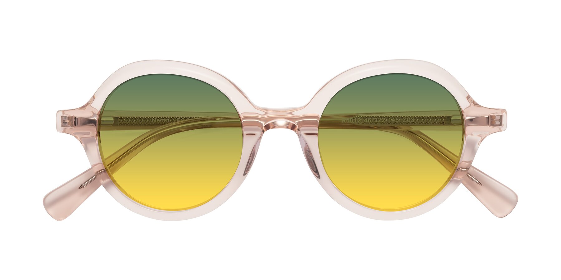 Folded Front of Nemo in Light Pink with Green / Yellow Gradient Lenses