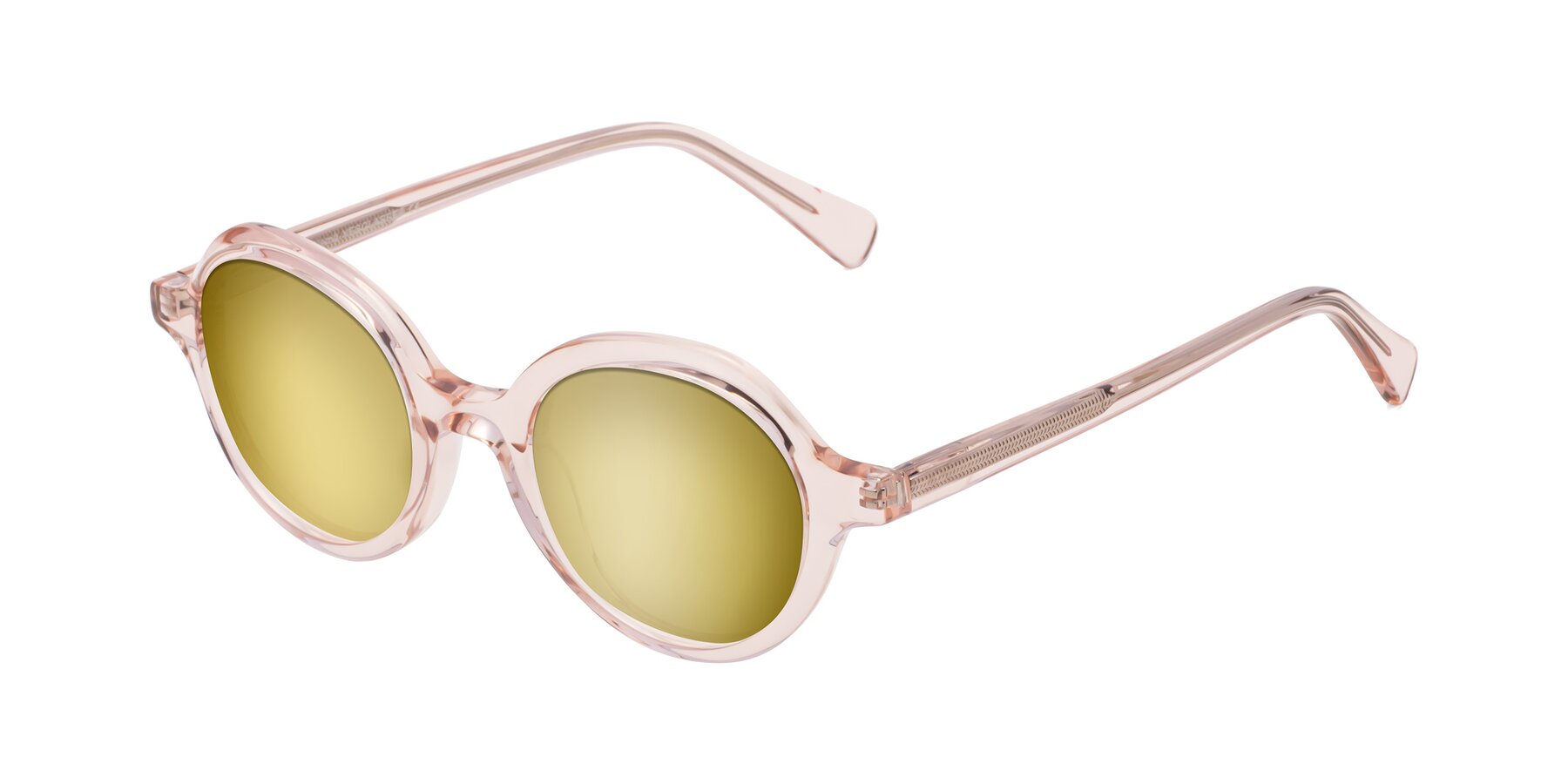 Angle of Nemo in Light Pink with Gold Mirrored Lenses