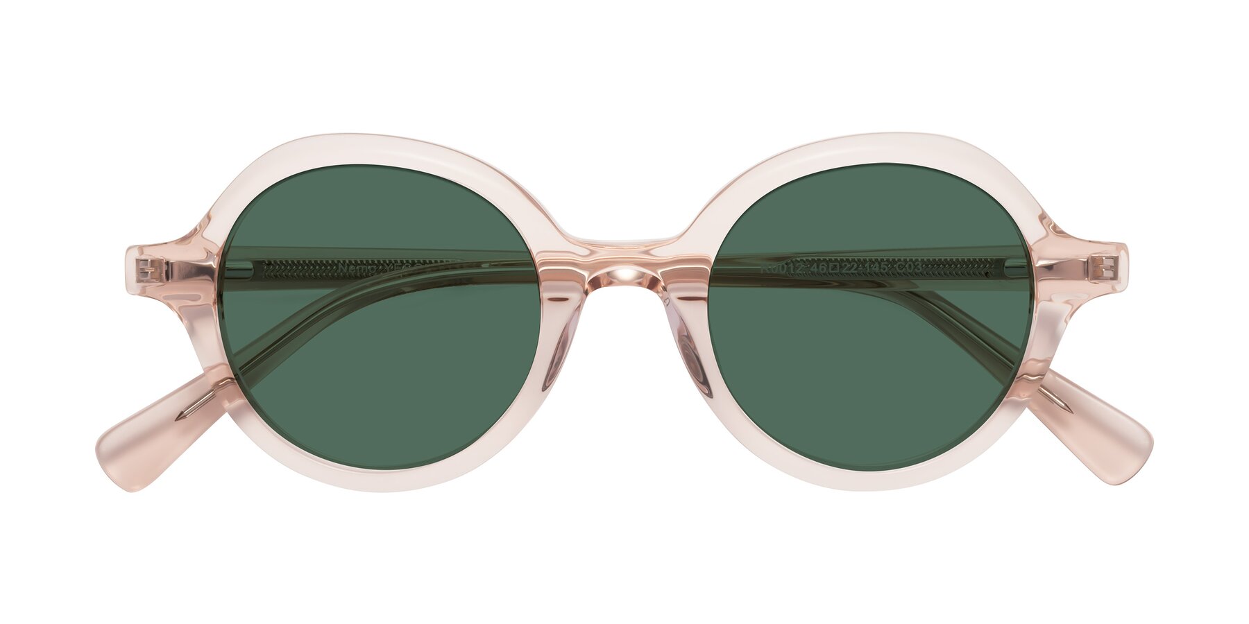 Folded Front of Nemo in Light Pink with Green Polarized Lenses