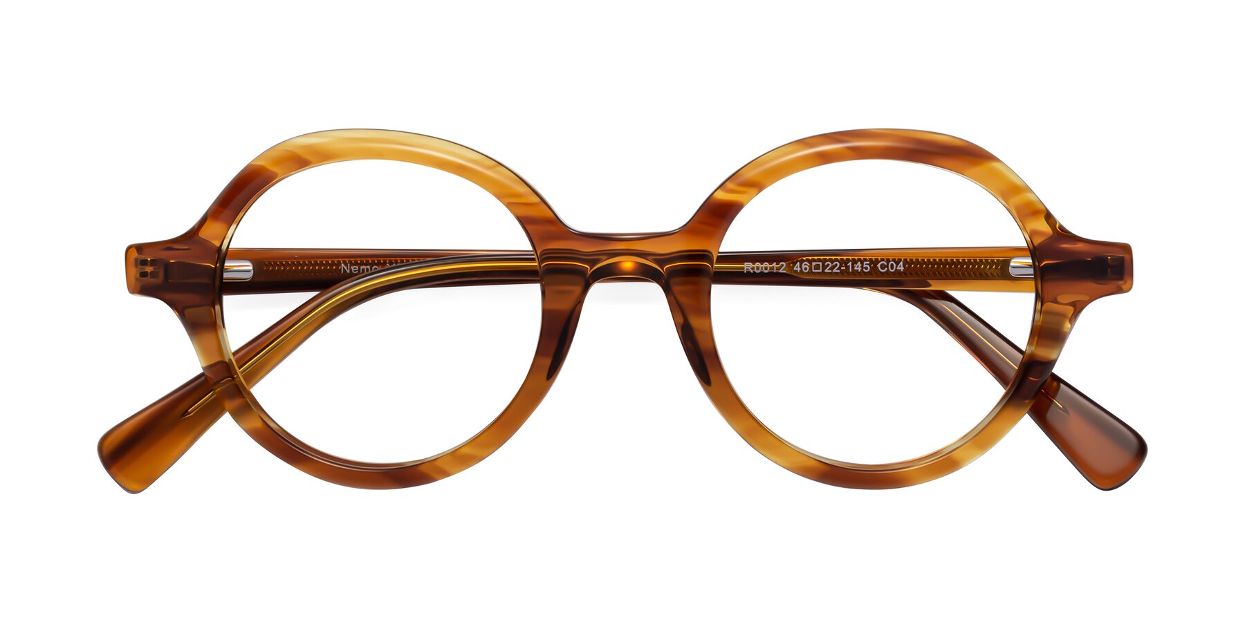 Folded Front of Nemo in Striped Amber with Clear Blue Light Blocking Lenses