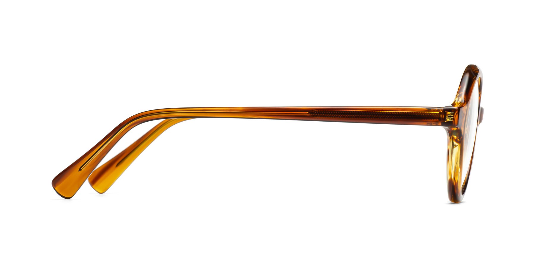 Side of Nemo in Striped Amber with Clear Eyeglass Lenses