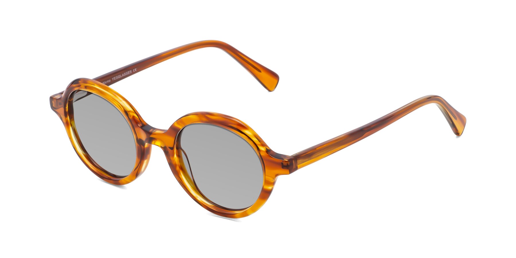 Angle of Nemo in Striped Amber with Light Gray Tinted Lenses