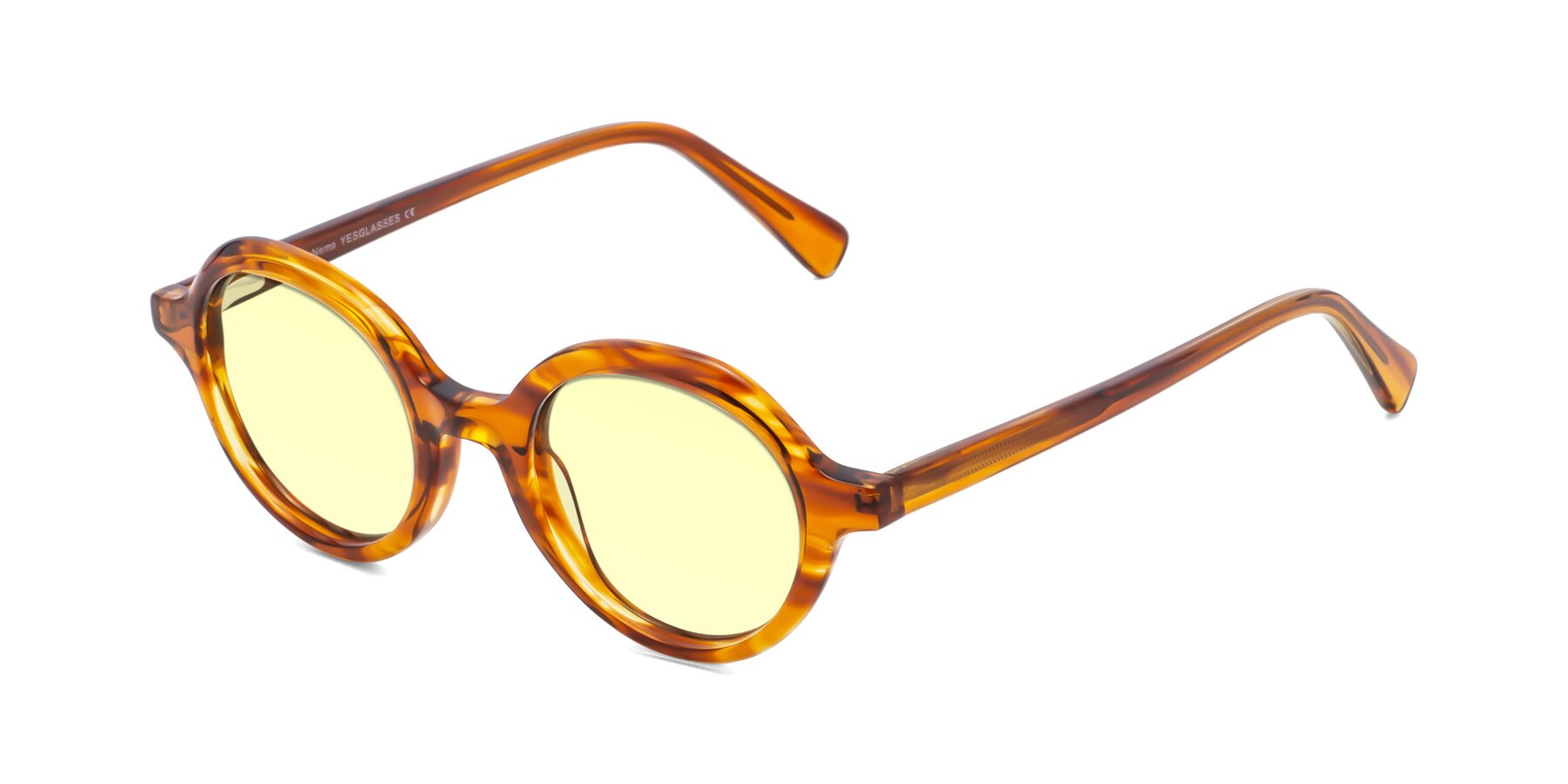 Angle of Nemo in Striped Amber with Light Yellow Tinted Lenses