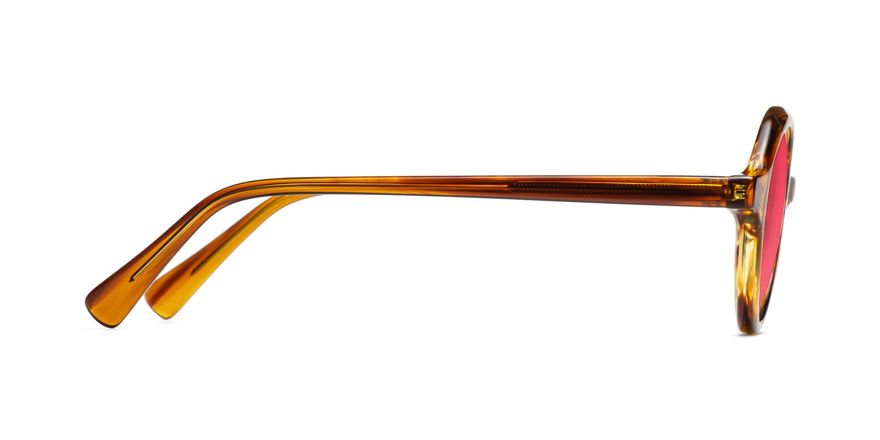 Side of Nemo in Striped Amber with Red Tinted Lenses