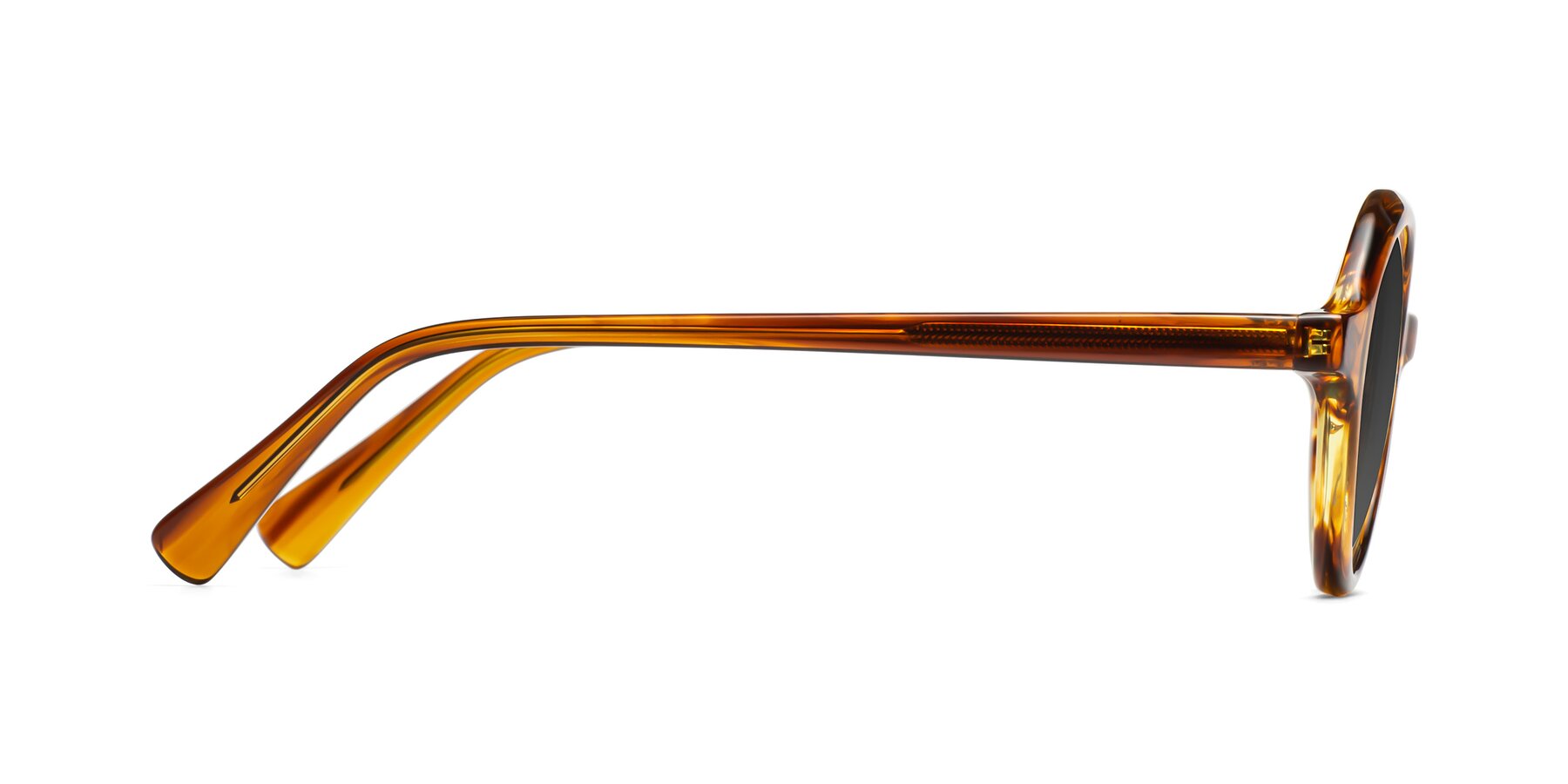 Side of Nemo in Striped Amber with Gray Tinted Lenses