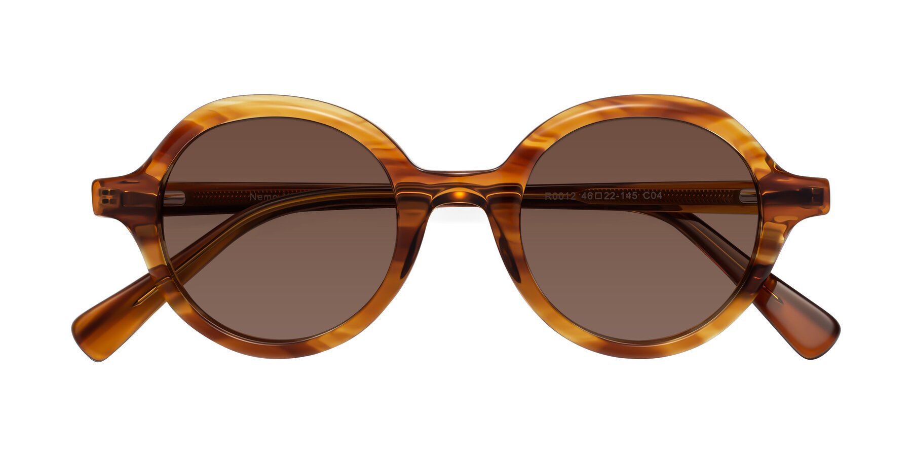 Folded Front of Nemo in Striped Amber with Brown Tinted Lenses