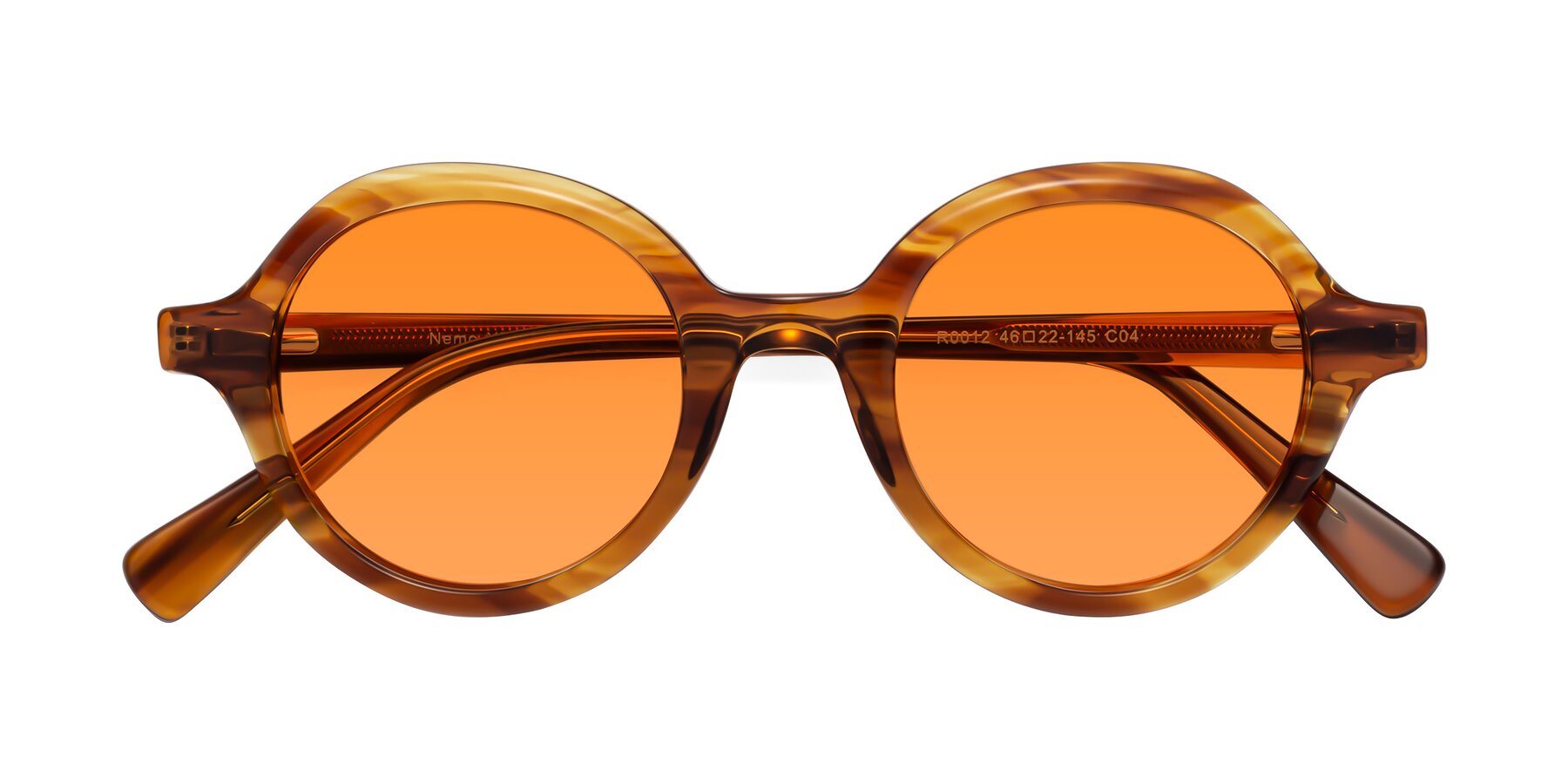 Folded Front of Nemo in Striped Amber with Orange Tinted Lenses