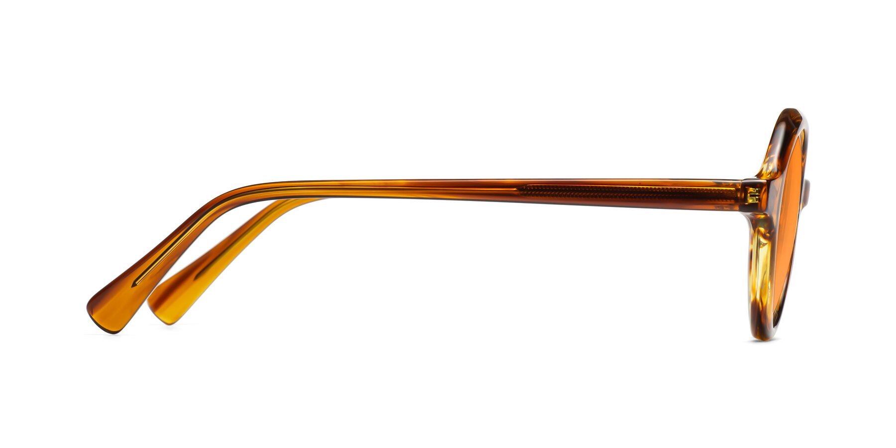 Side of Nemo in Striped Amber with Orange Tinted Lenses