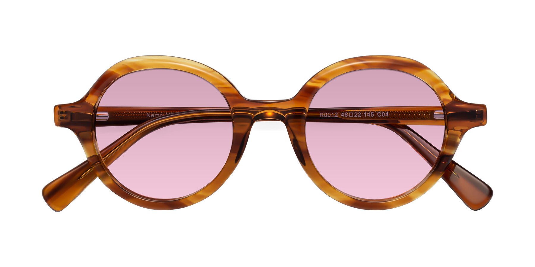 Folded Front of Nemo in Striped Amber with Light Wine Tinted Lenses