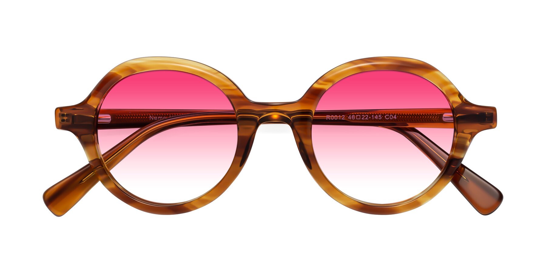 Folded Front of Nemo in Striped Amber with Pink Gradient Lenses