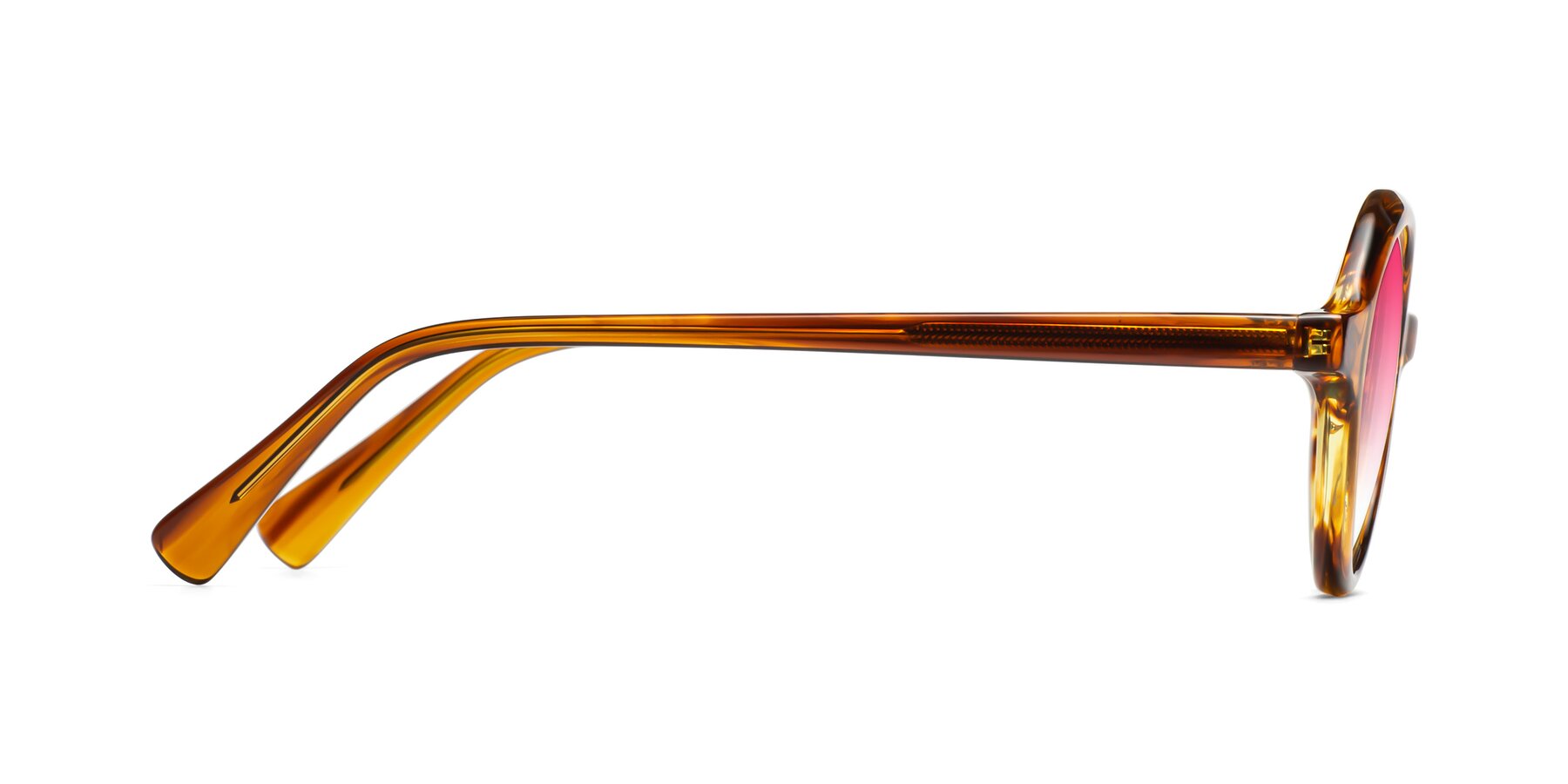 Side of Nemo in Striped Amber with Pink Gradient Lenses