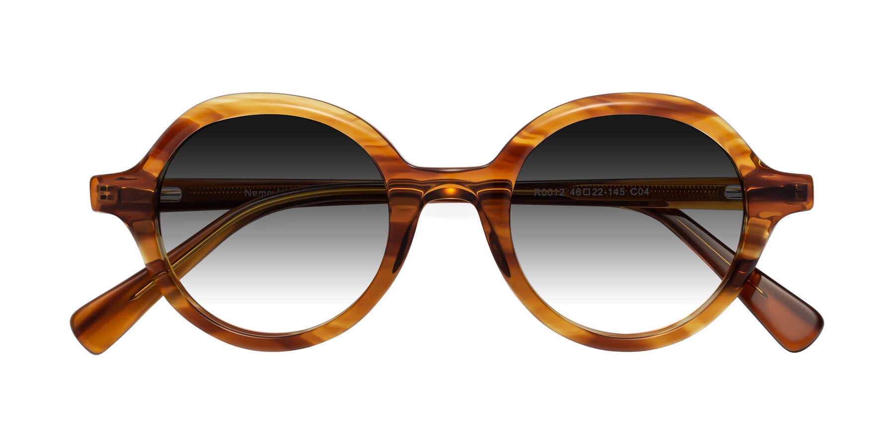Folded Front of Nemo in Striped Amber with Gray Gradient Lenses