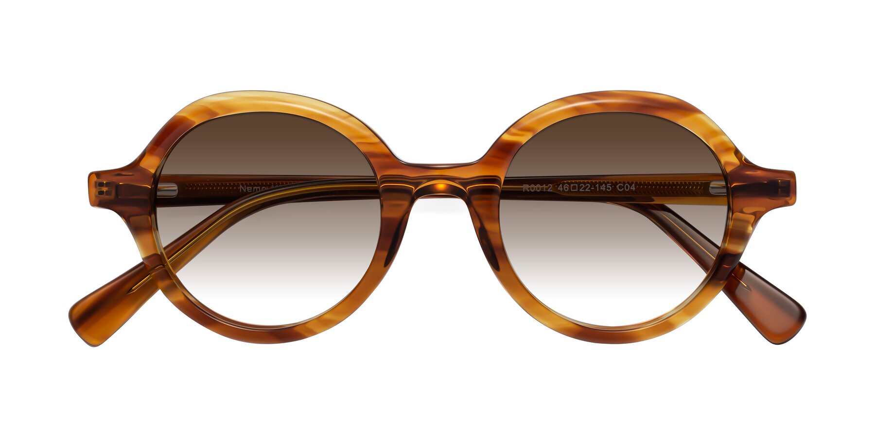 Folded Front of Nemo in Striped Amber with Brown Gradient Lenses