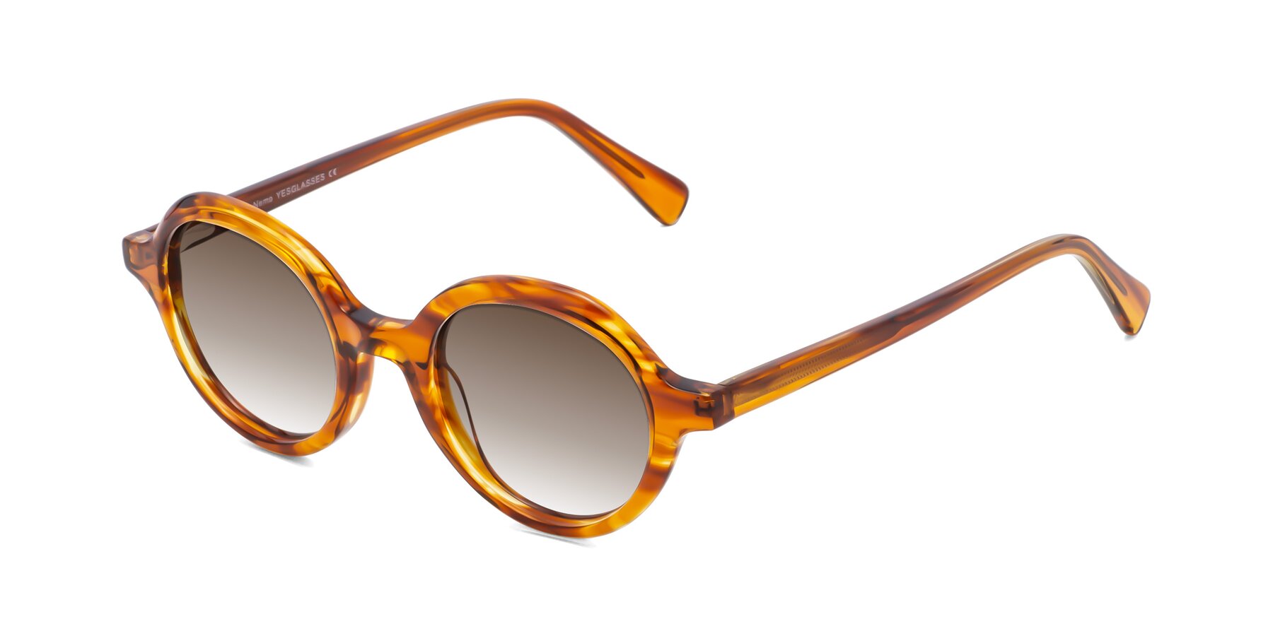 Angle of Nemo in Striped Amber with Brown Gradient Lenses