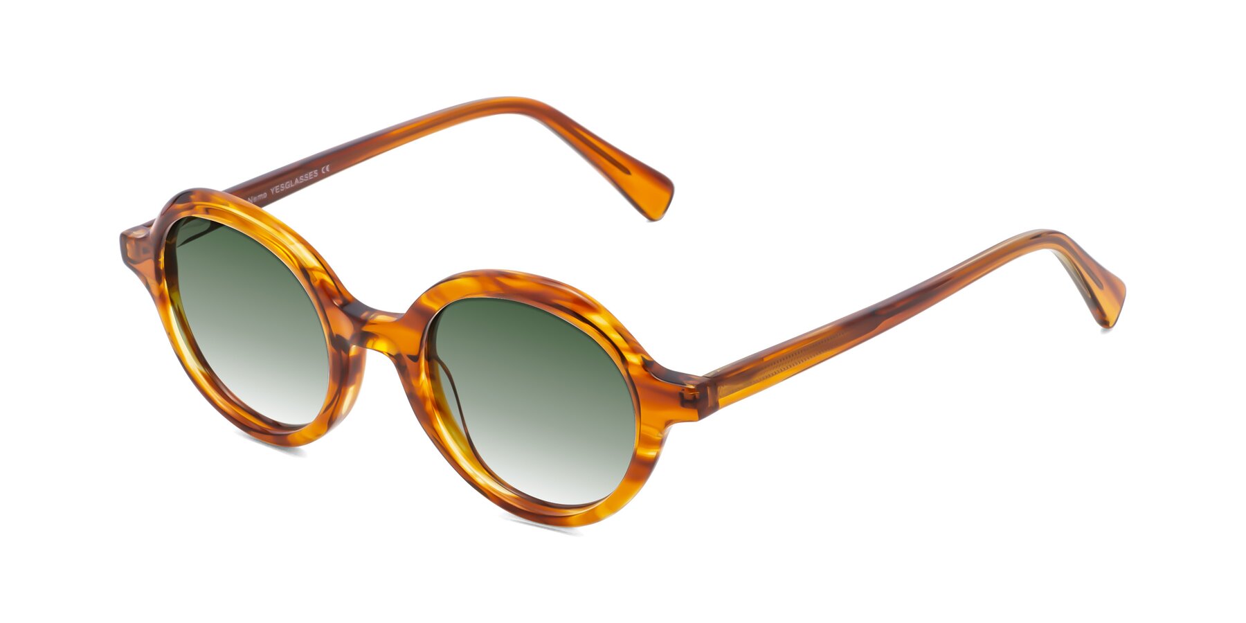 Angle of Nemo in Striped Amber with Green Gradient Lenses