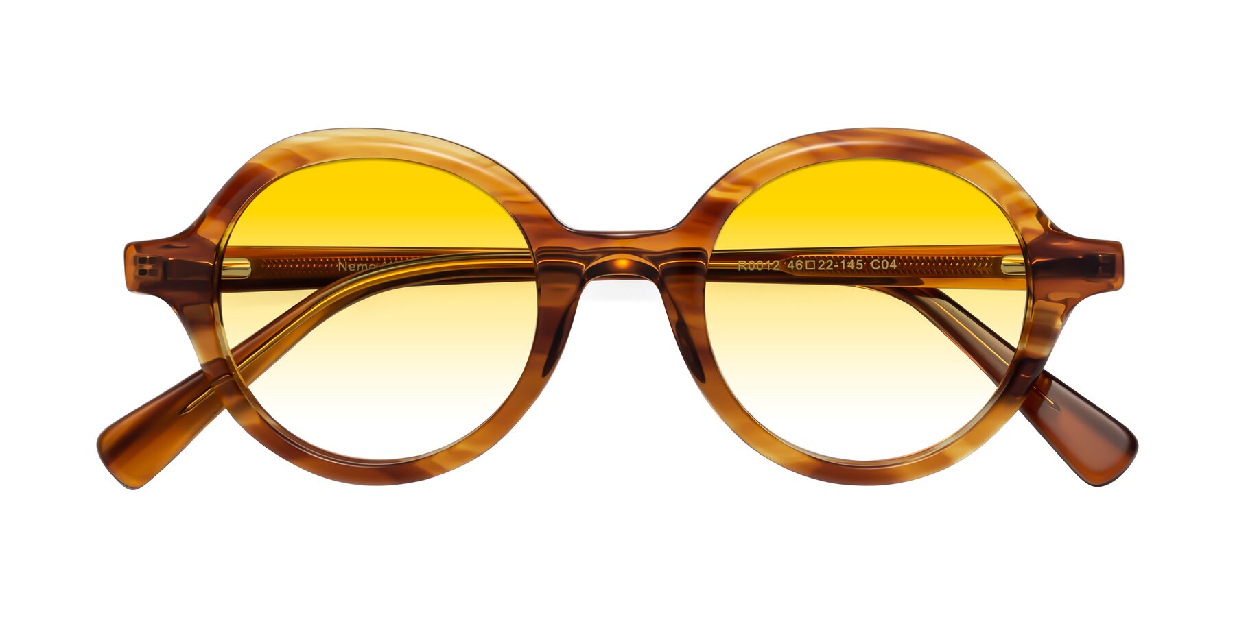 Folded Front of Nemo in Striped Amber with Yellow Gradient Lenses