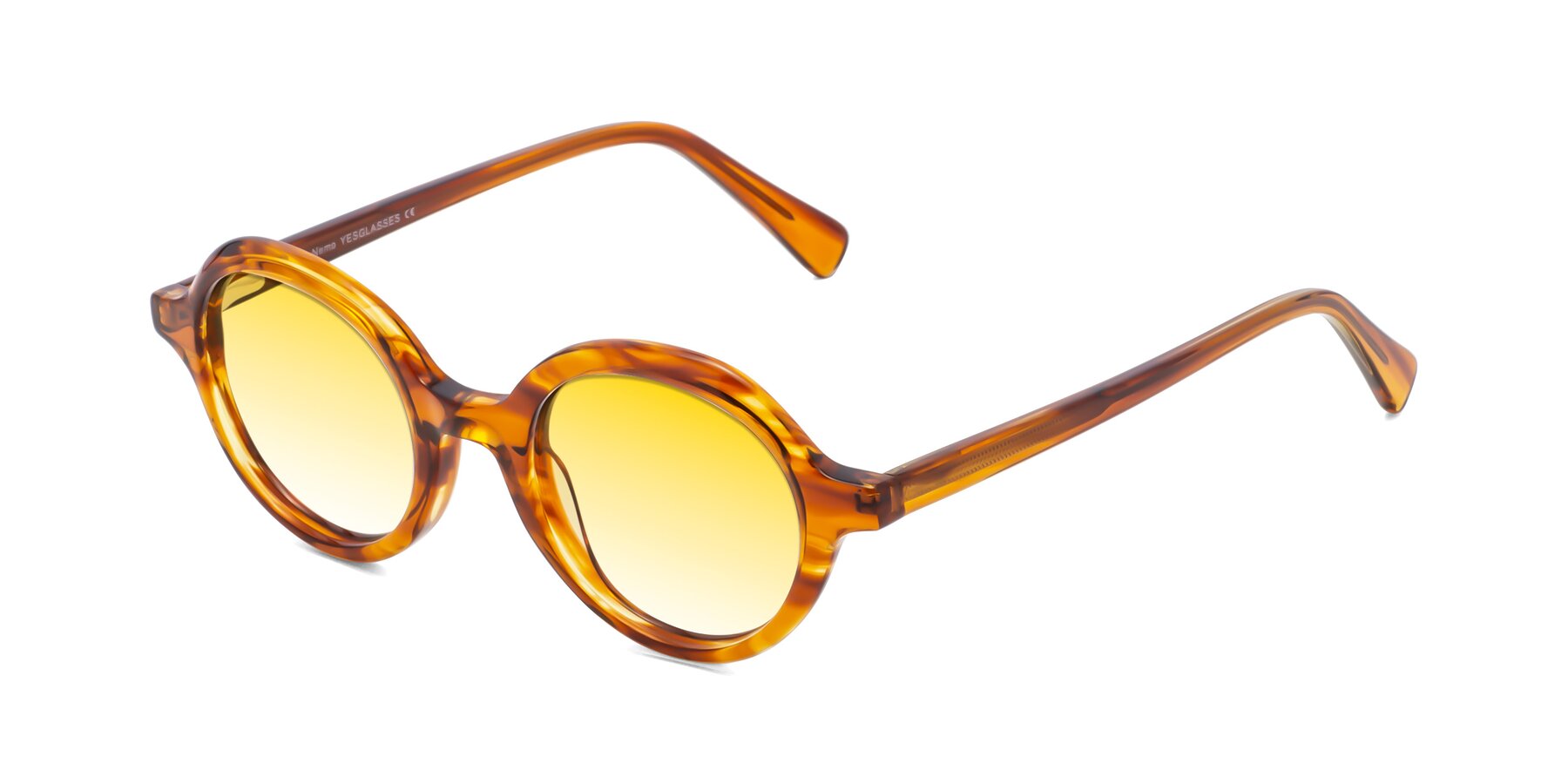 Angle of Nemo in Striped Amber with Yellow Gradient Lenses