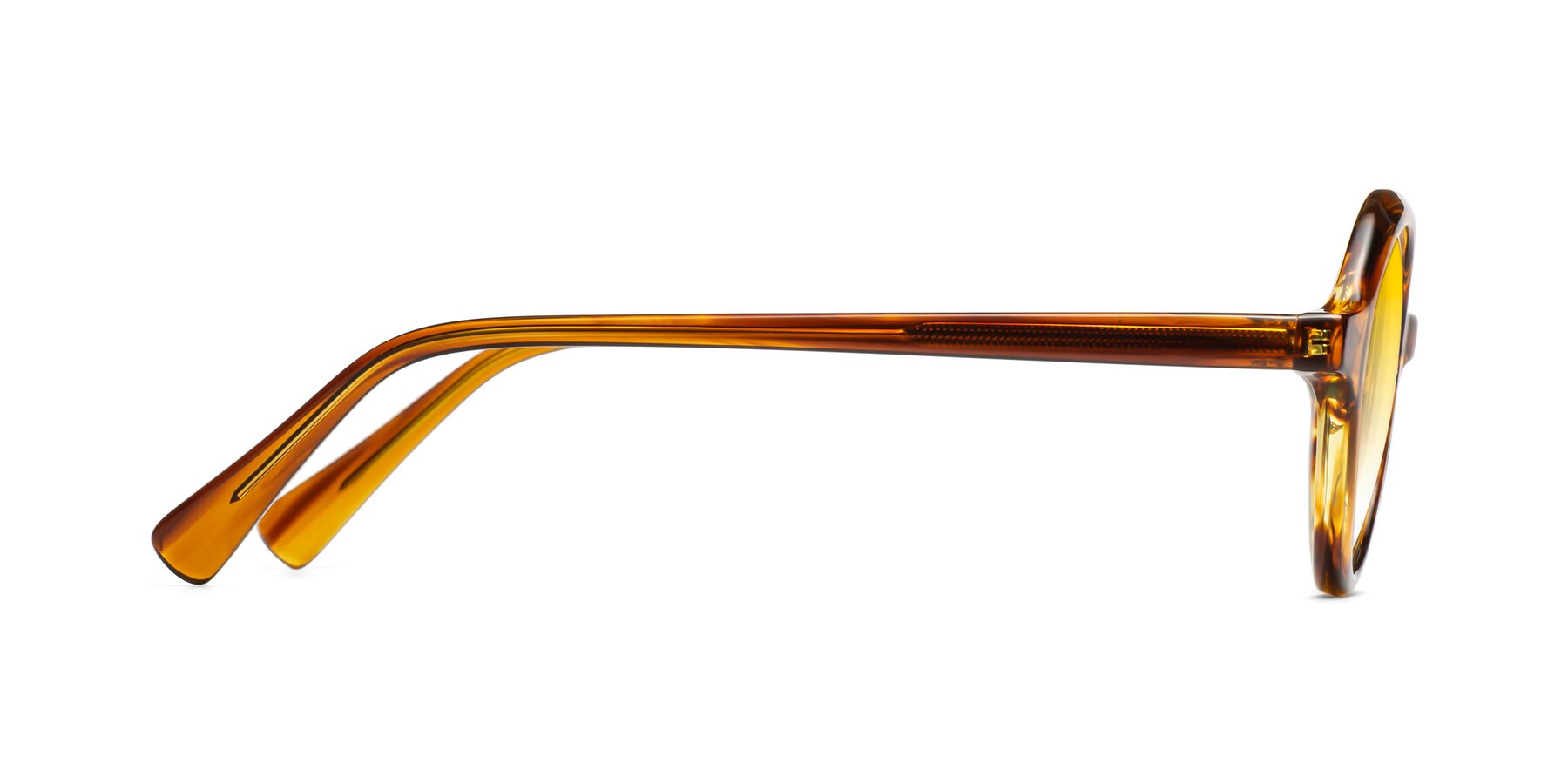 Side of Nemo in Striped Amber with Yellow Gradient Lenses