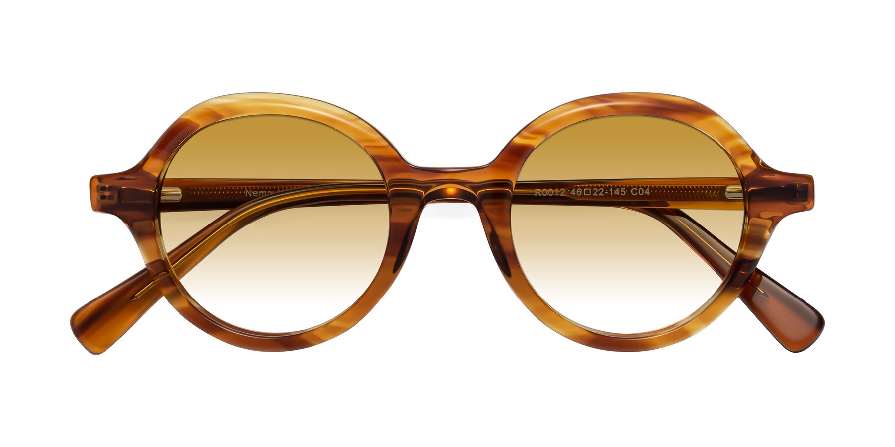 Folded Front of Nemo in Striped Amber with Champagne Gradient Lenses