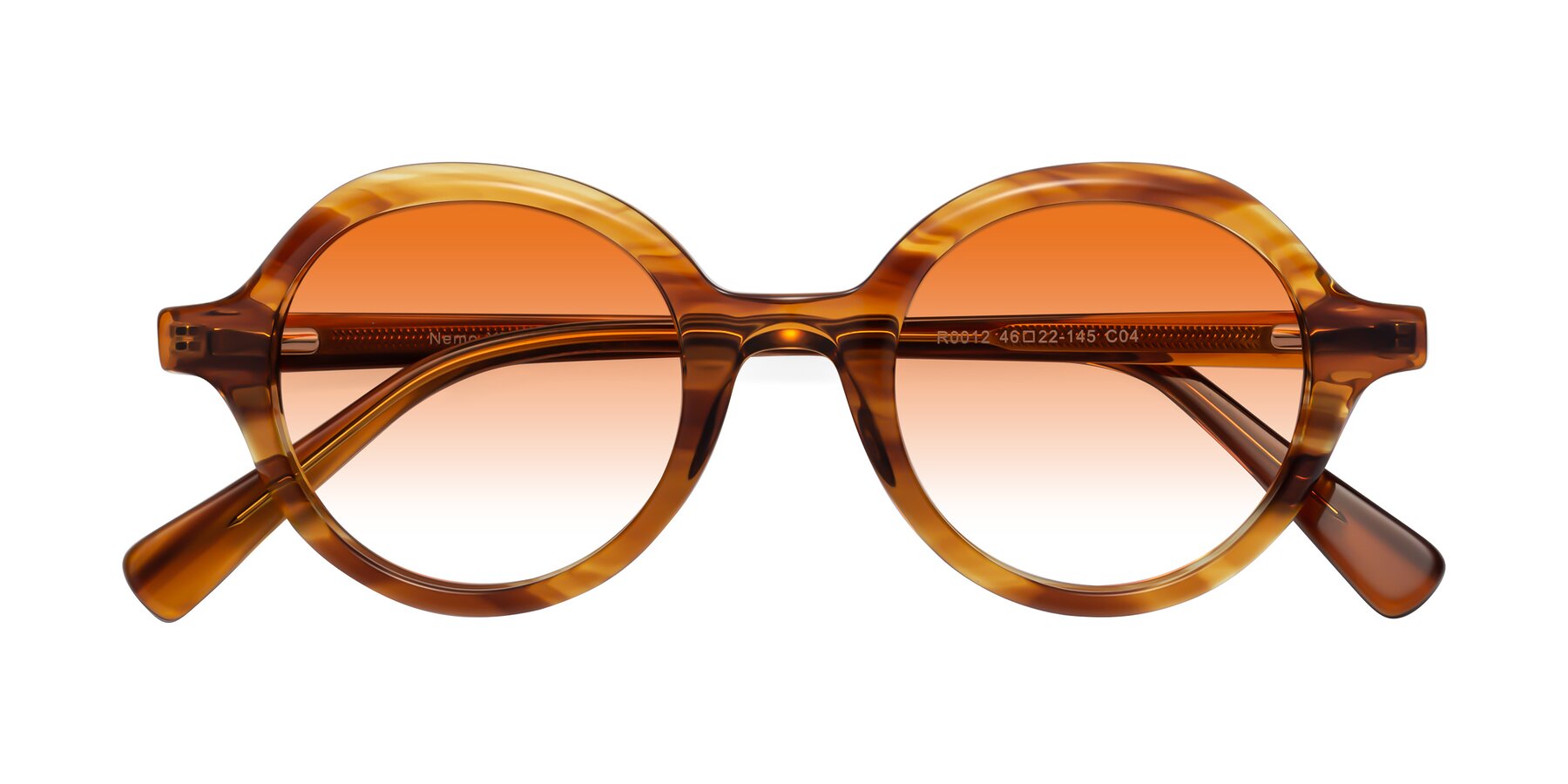 Folded Front of Nemo in Striped Amber with Orange Gradient Lenses