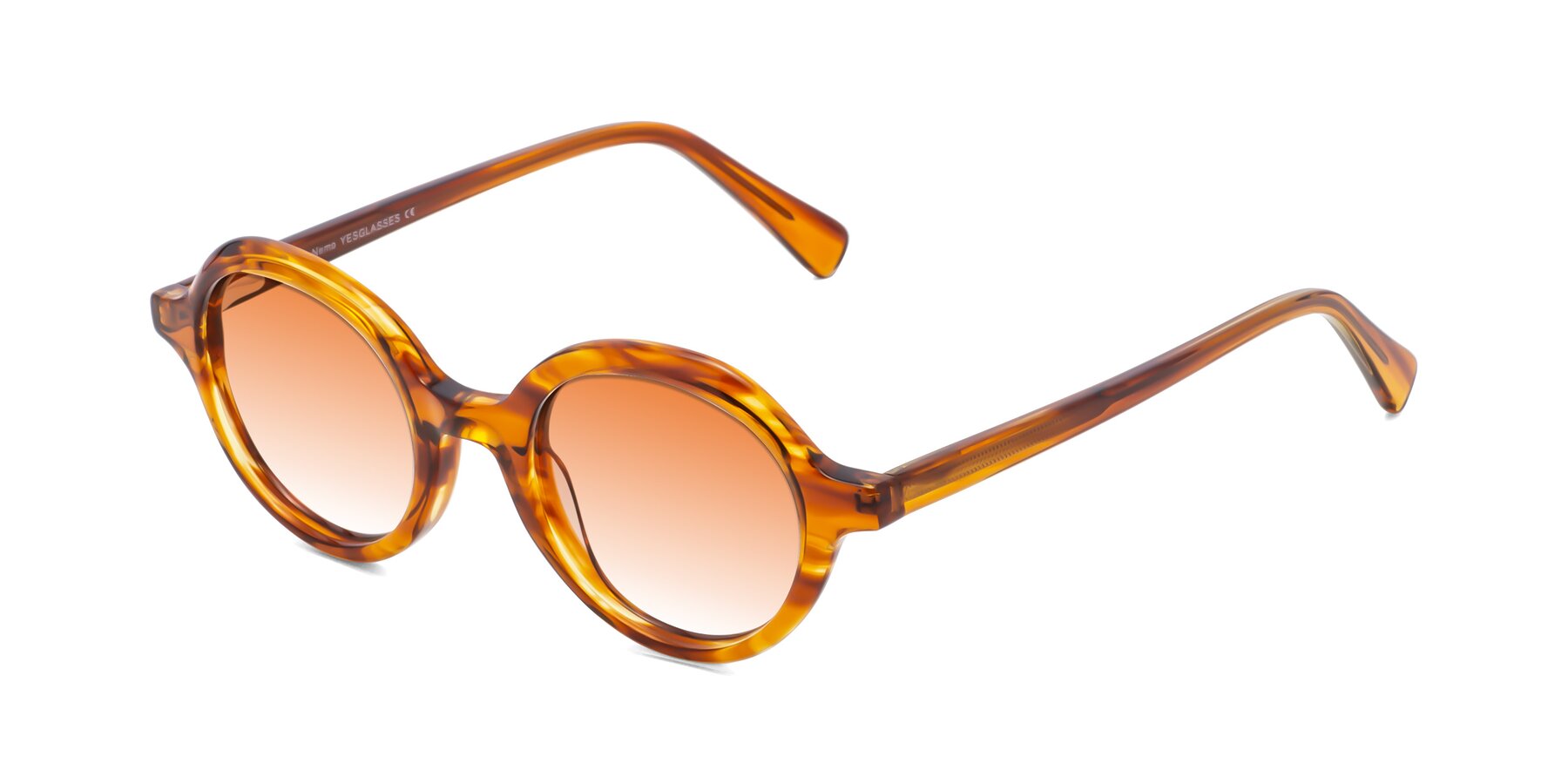 Angle of Nemo in Striped Amber with Orange Gradient Lenses