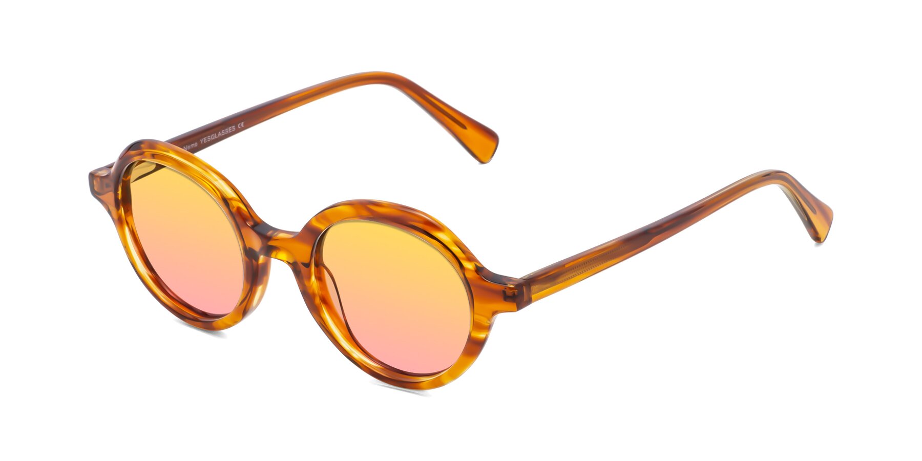 Angle of Nemo in Striped Amber with Yellow / Pink Gradient Lenses