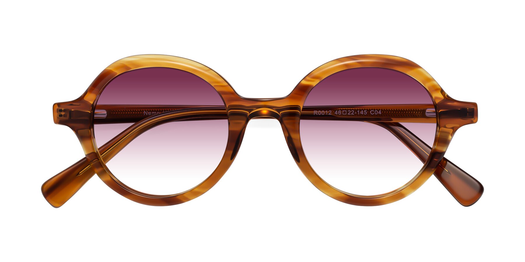 Folded Front of Nemo in Striped Amber with Wine Gradient Lenses