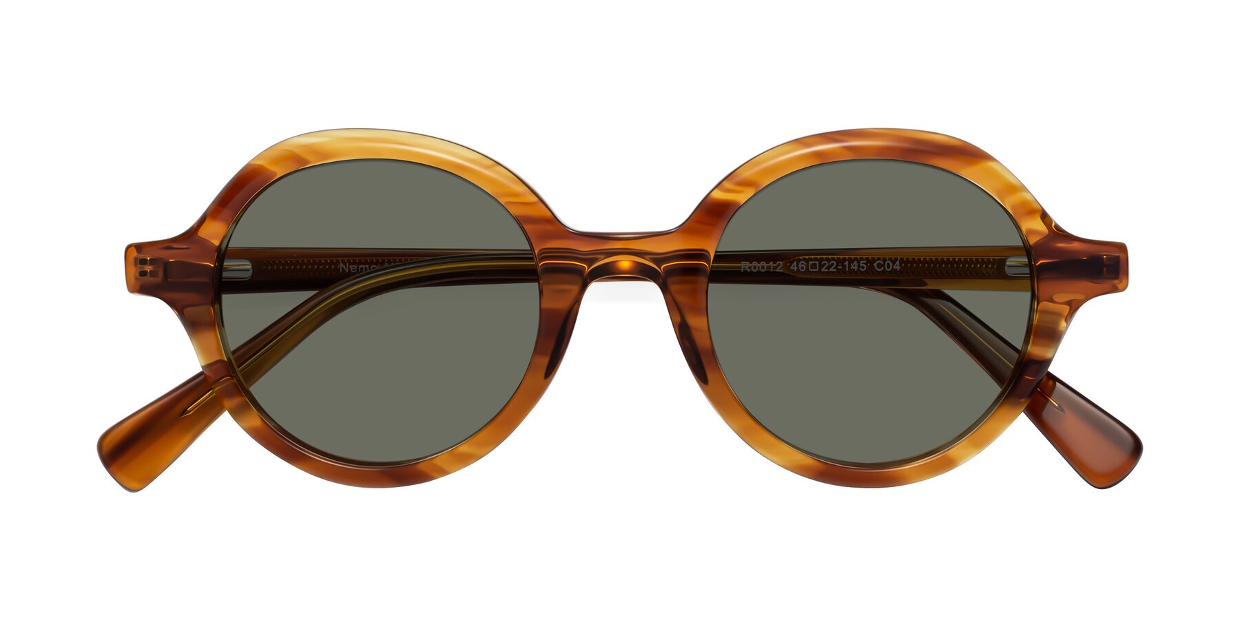 Folded Front of Nemo in Striped Amber with Gray Polarized Lenses