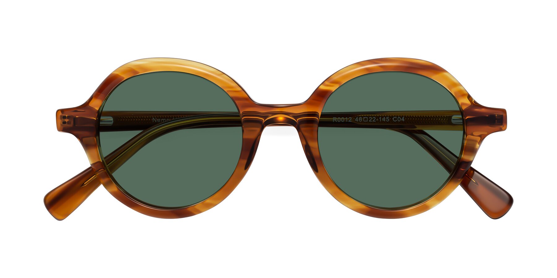 Folded Front of Nemo in Striped Amber with Green Polarized Lenses