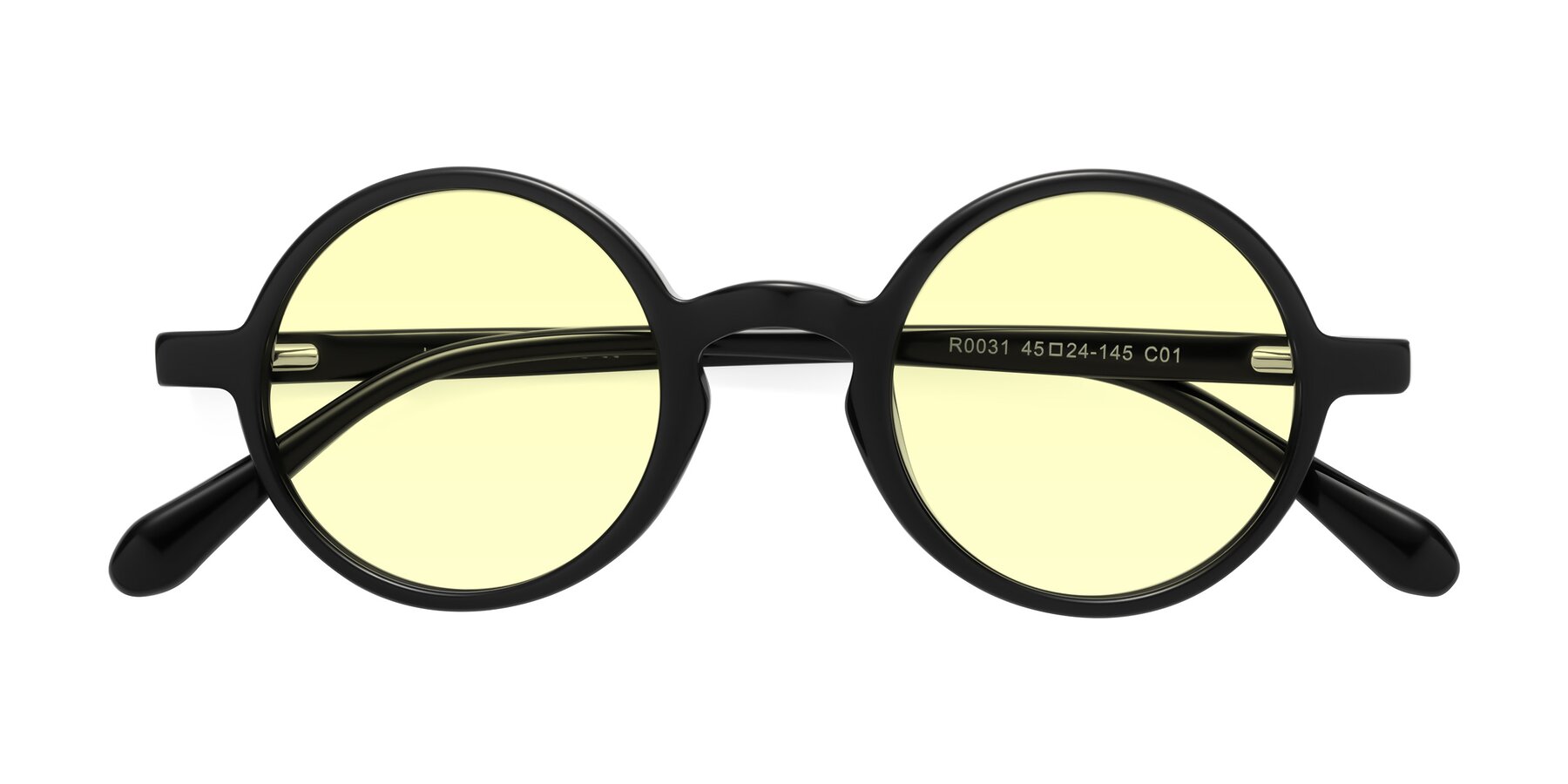 Folded Front of Juno in Black with Light Yellow Tinted Lenses