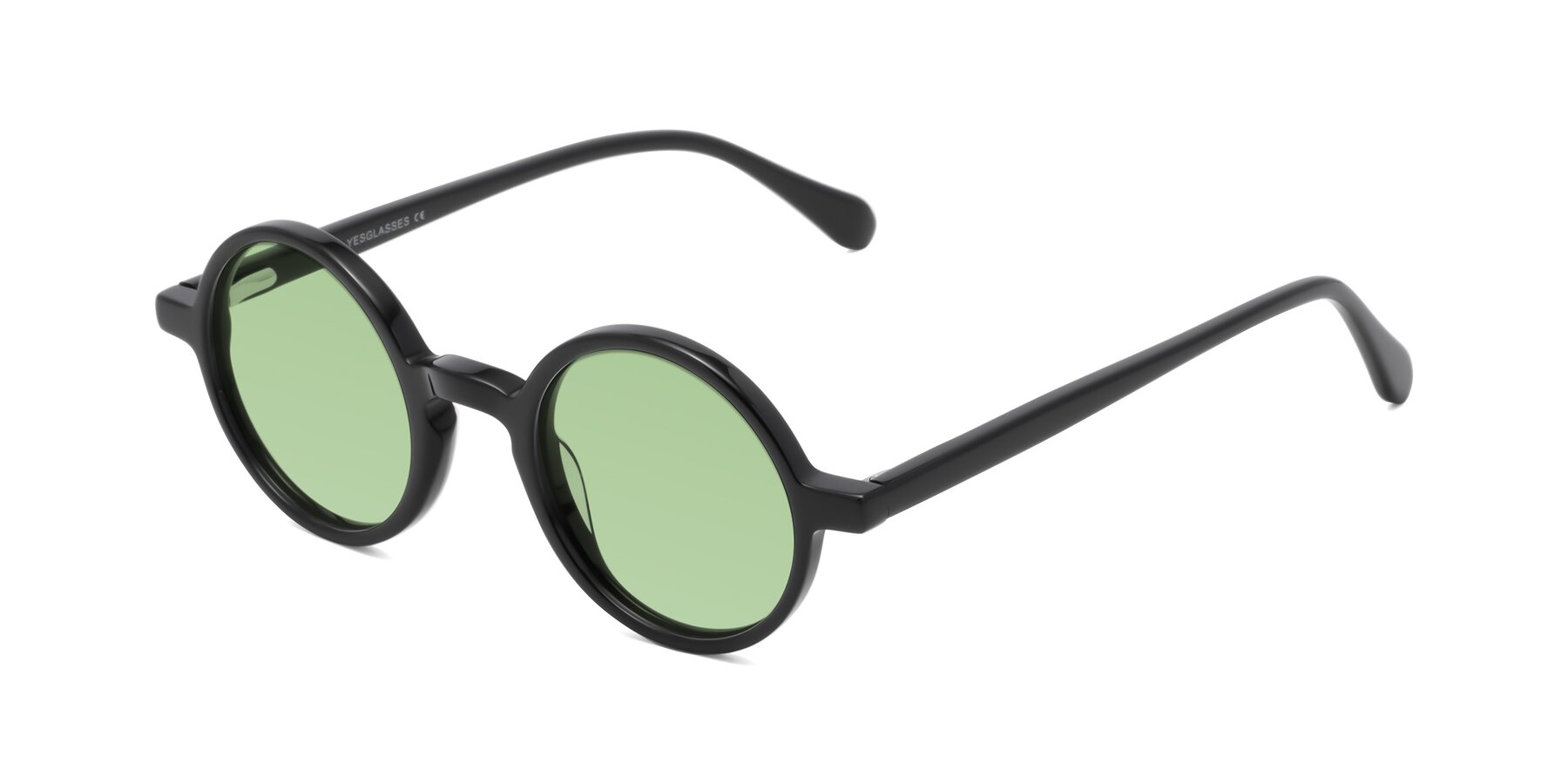 Angle of Juno in Black with Medium Green Tinted Lenses