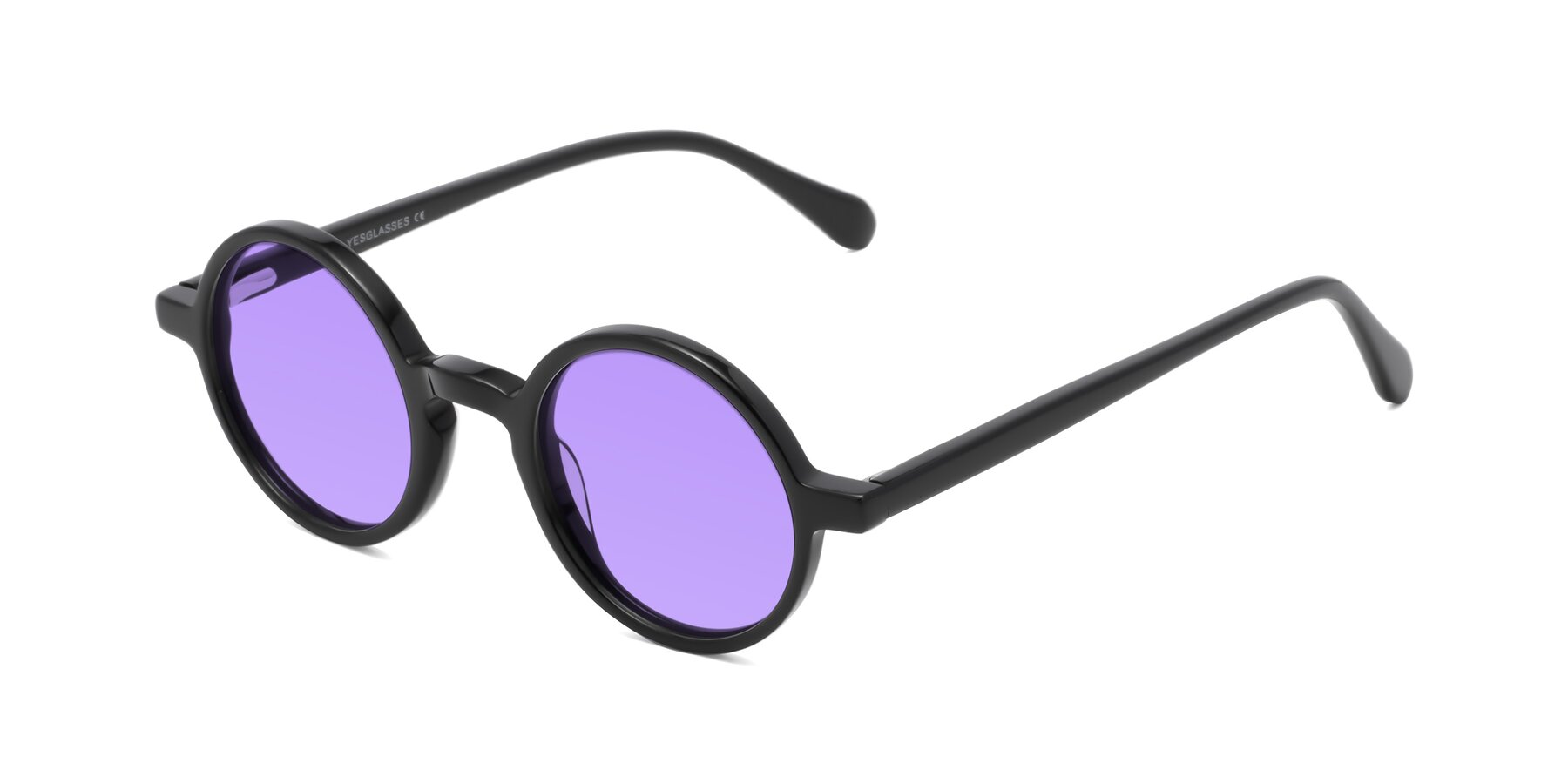 Angle of Juno in Black with Medium Purple Tinted Lenses