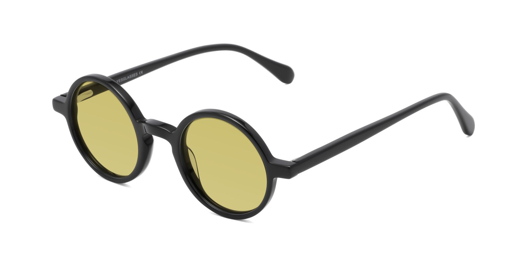 Angle of Juno in Black with Medium Champagne Tinted Lenses