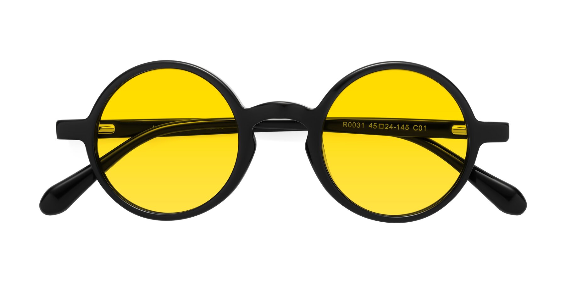 Folded Front of Juno in Black with Yellow Tinted Lenses