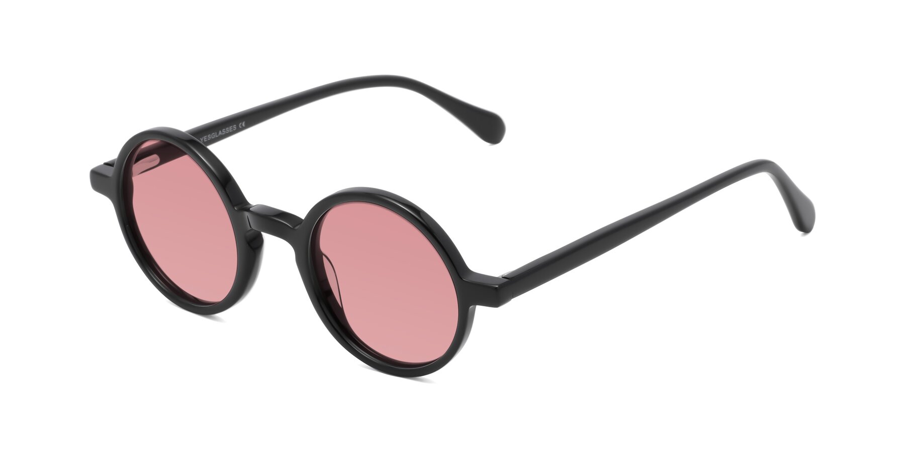 Angle of Juno in Black with Medium Garnet Tinted Lenses