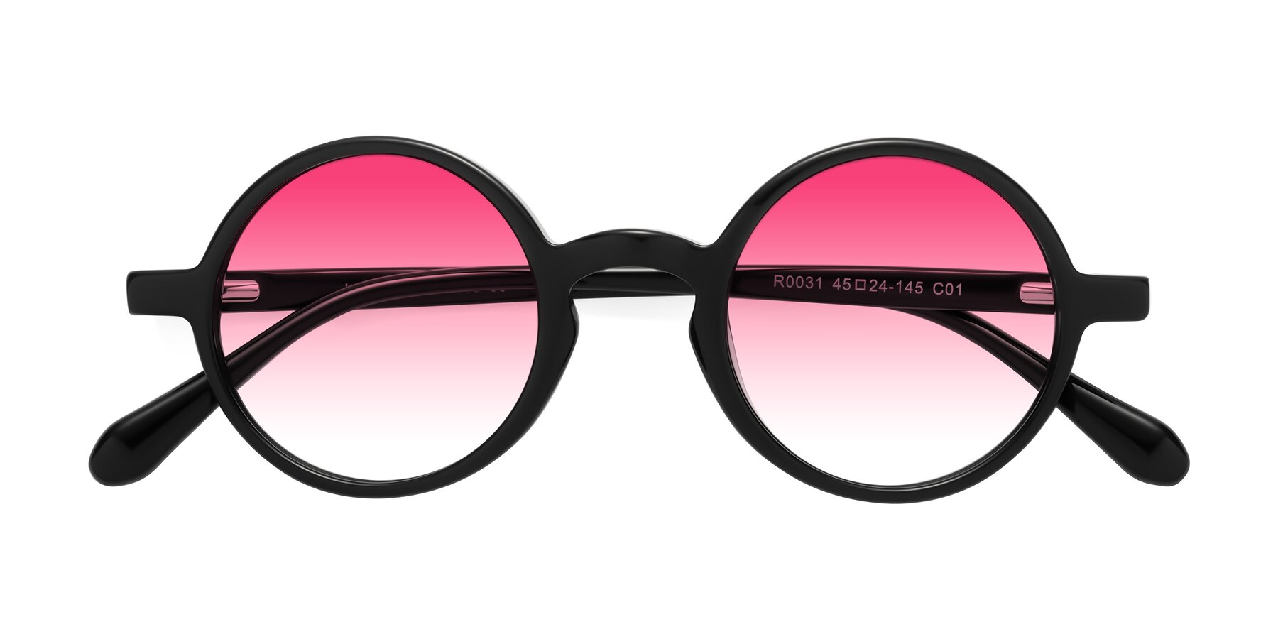 Folded Front of Juno in Black with Pink Gradient Lenses