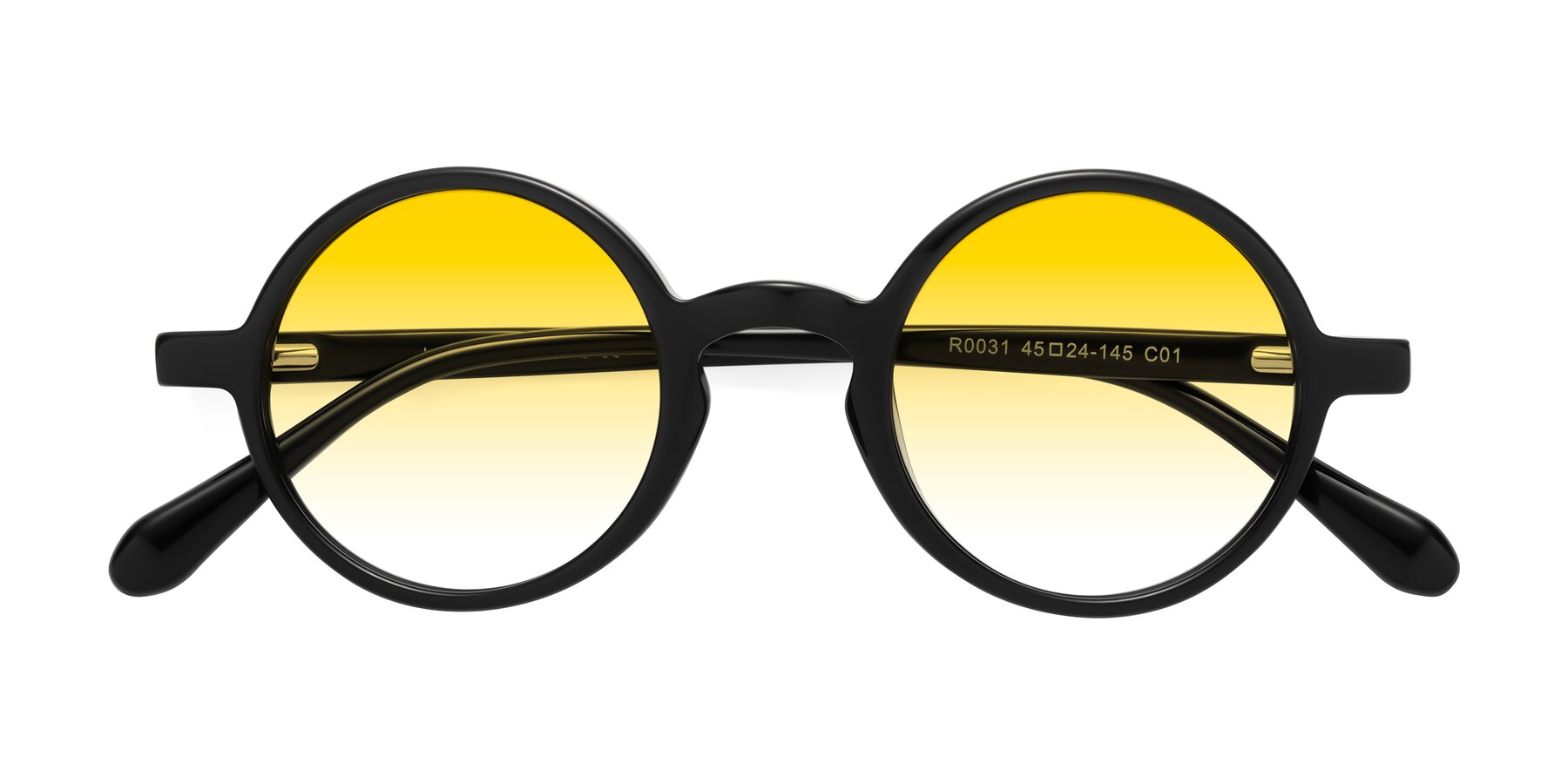 Folded Front of Juno in Black with Yellow Gradient Lenses