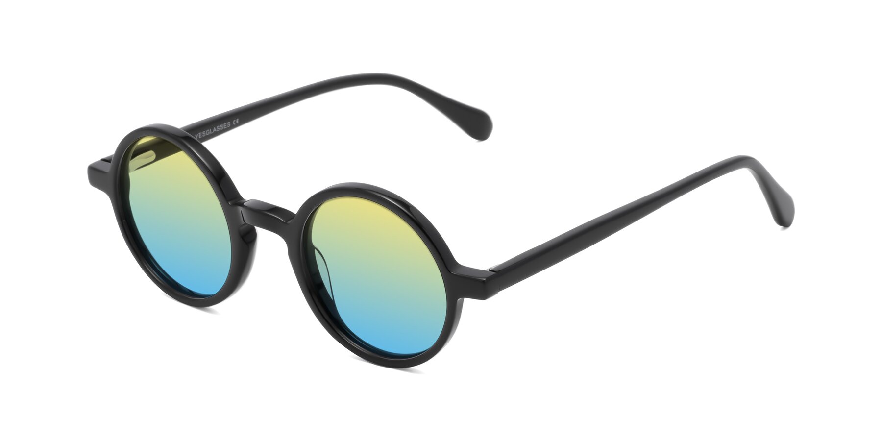 Angle of Juno in Black with Yellow / Blue Gradient Lenses