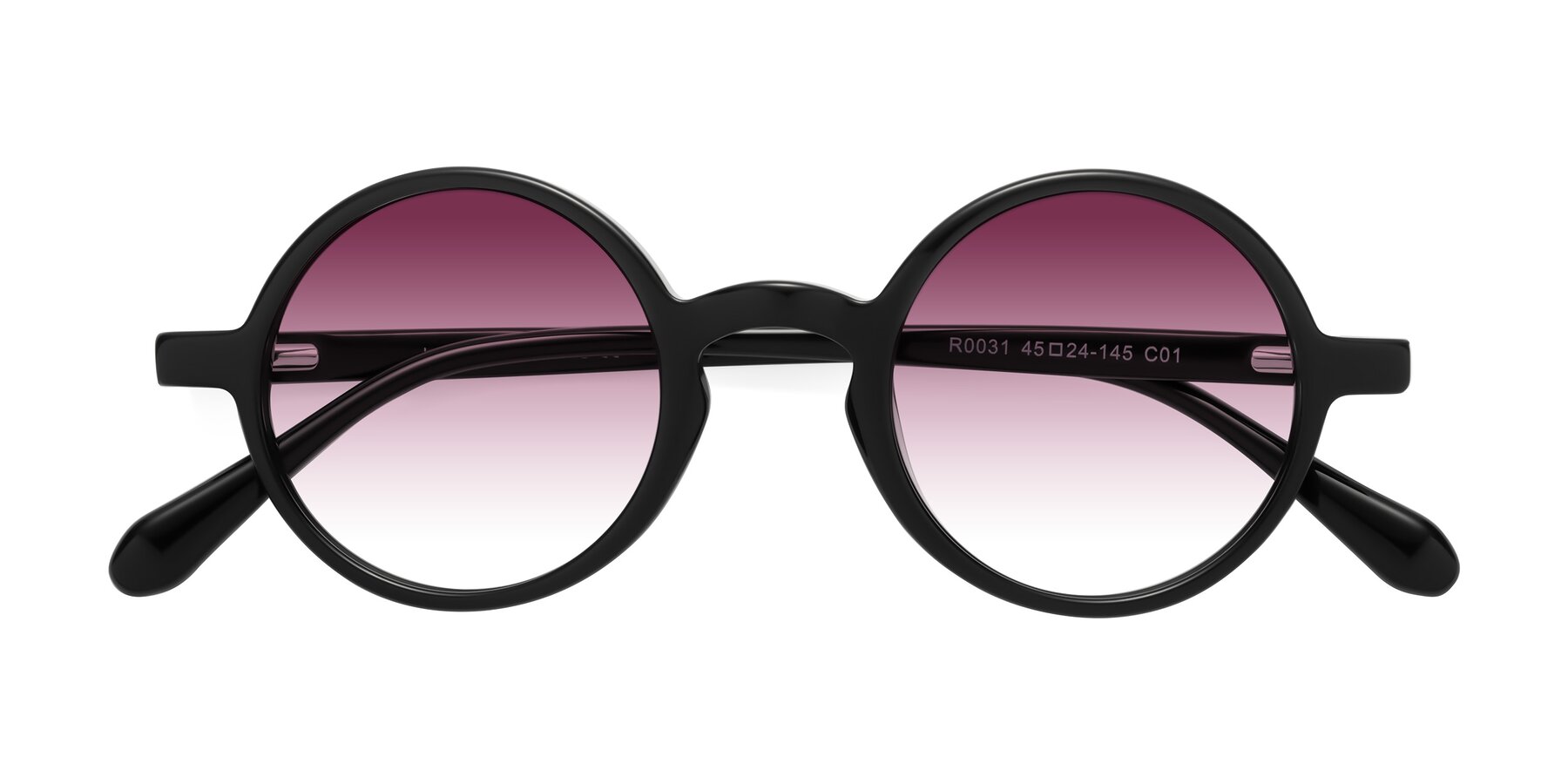 Folded Front of Juno in Black with Wine Gradient Lenses