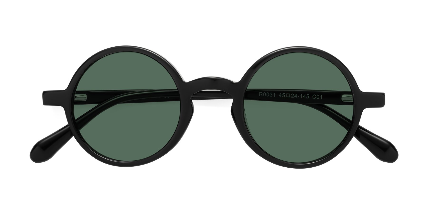 Folded Front of Juno in Black with Green Polarized Lenses