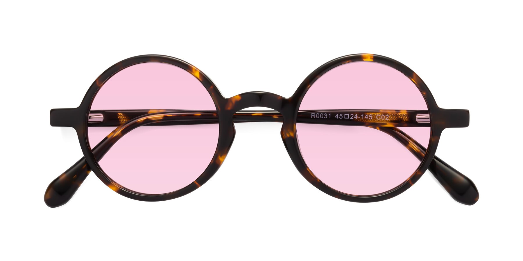 Folded Front of Juno in Tortoise with Light Pink Tinted Lenses